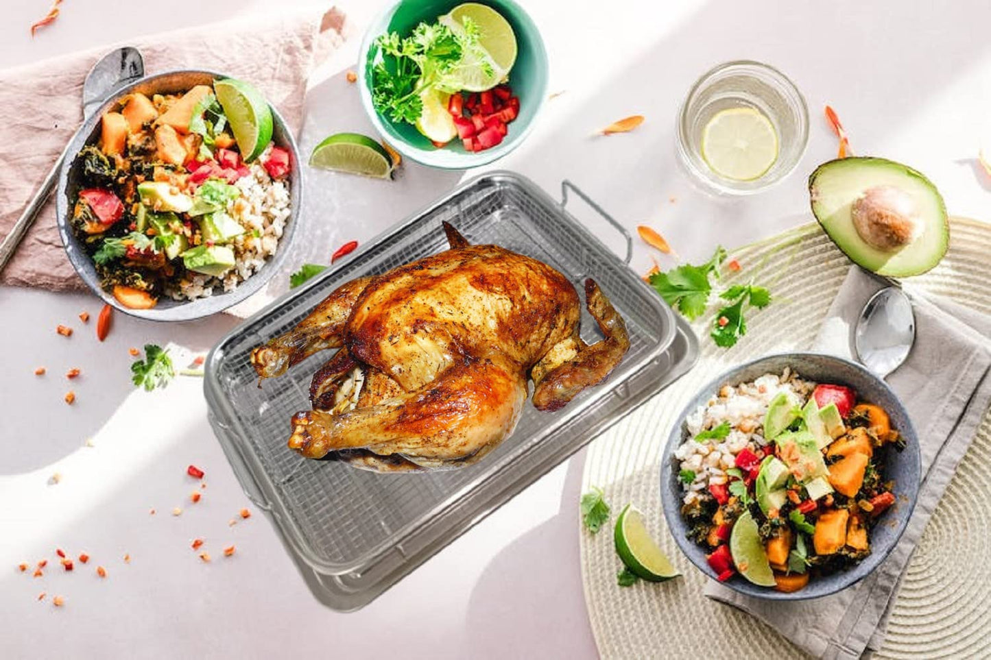 Freidora de aire - Cesta de acero inoxidable para horno, bandeja crujiente de acero inoxidable y bandeja para cacerolas y colector de grasa, cocina uniforme, antiadherente, juego de cesta de malla