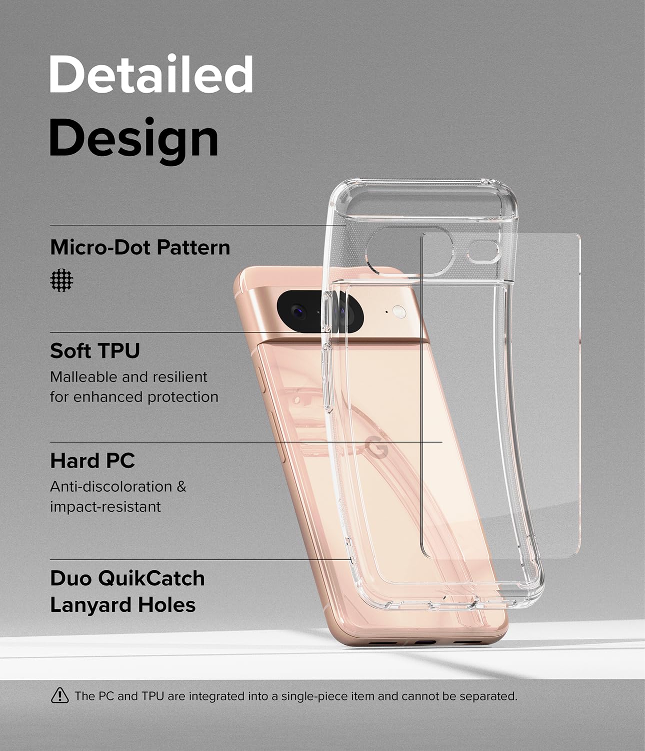 Funda Ringke Fusion Transparente para Google Pixel 8 2023 con Agujeros para Cuerda