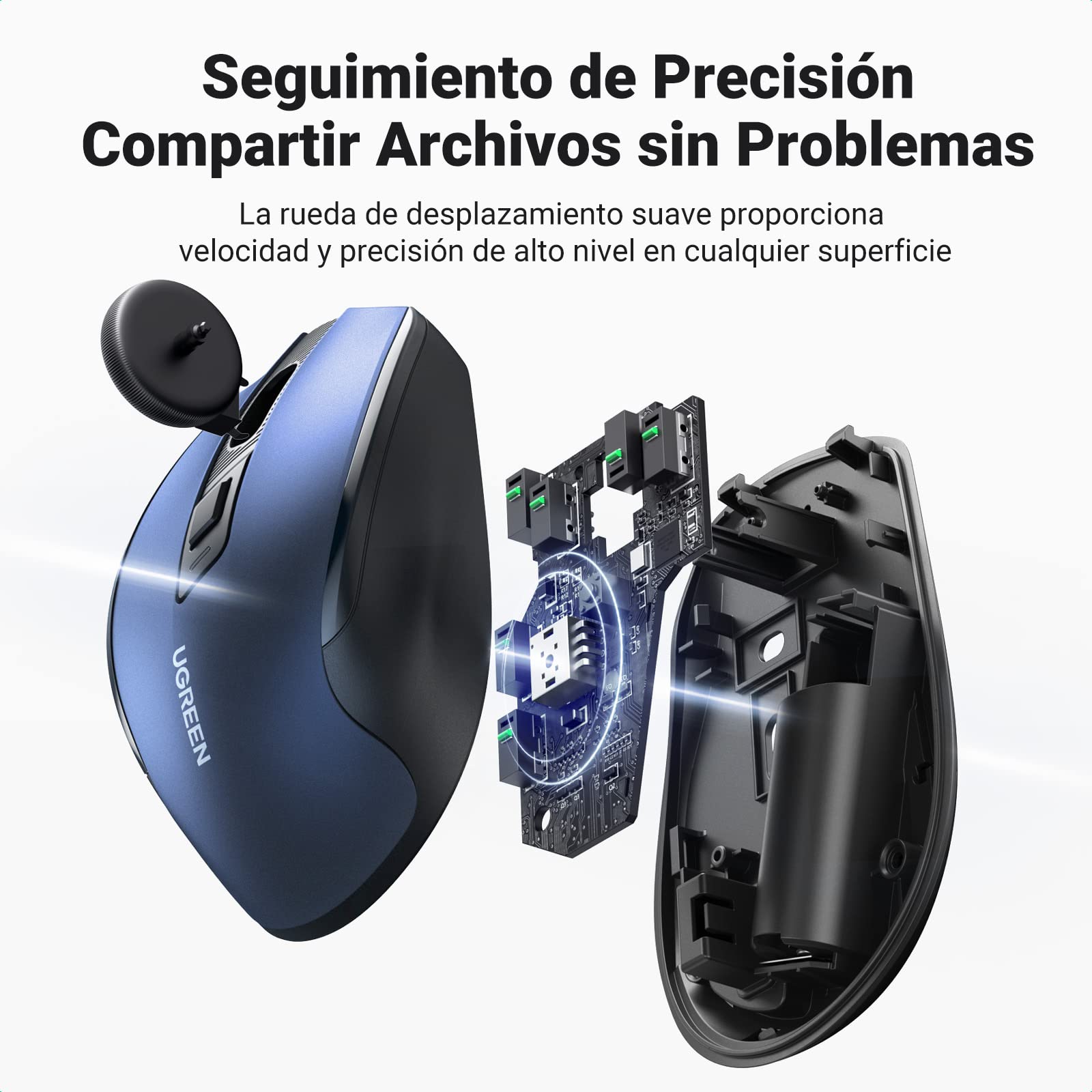 Mouse Inalámbrico UGREEN Negro Ergonómico 4000 dpi 6 Botones