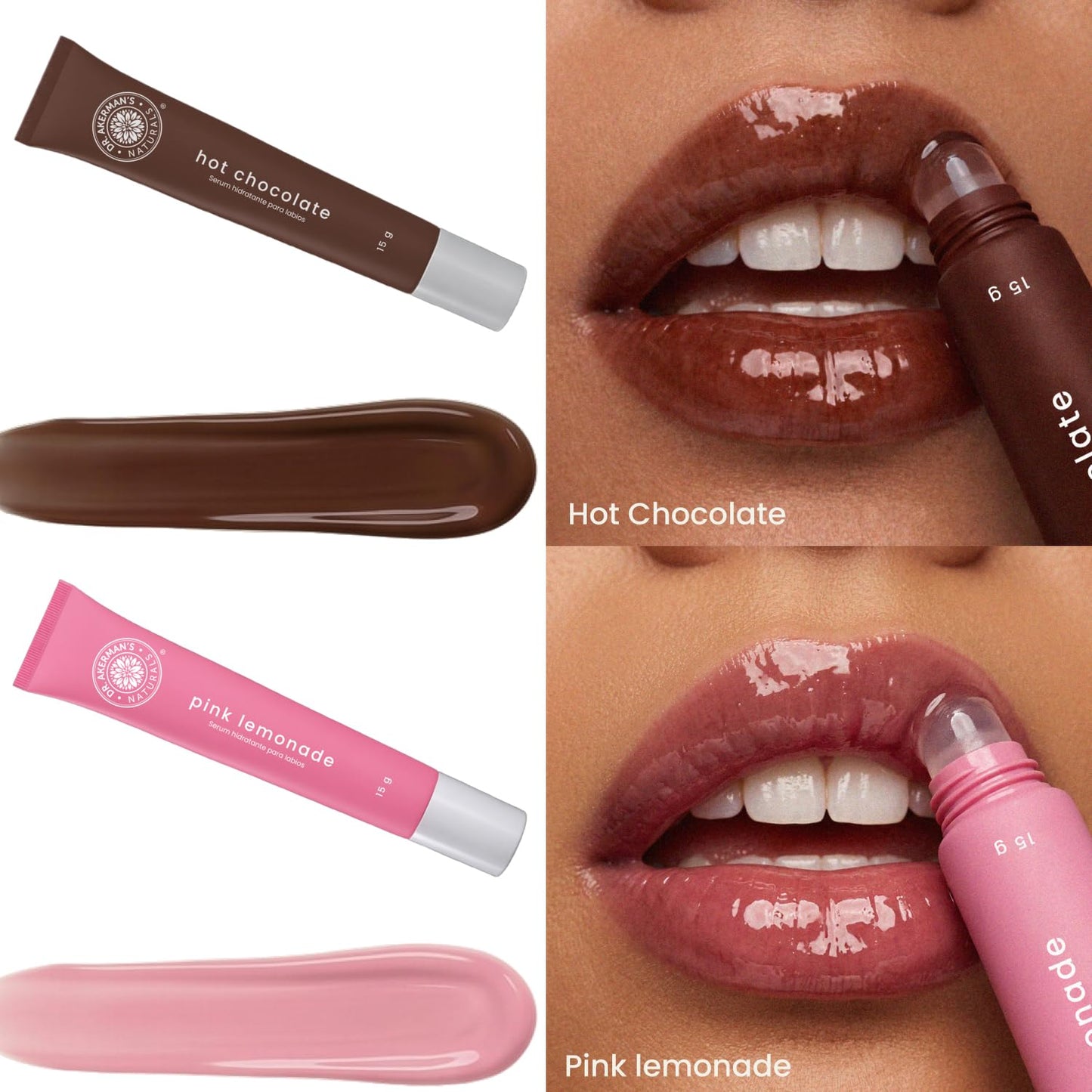 Lip Glow Serum 4 sabores Dr Akerman Ultra Hidratante Filler Progresivo No pegajoso