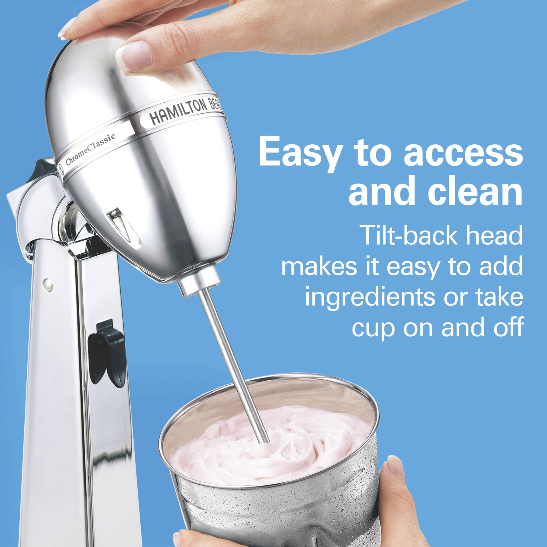 Hamilton Beach 730C DrinkMaster Classic - Mezclador de bebidas de 28 onzas, vaso mezclador, cromado