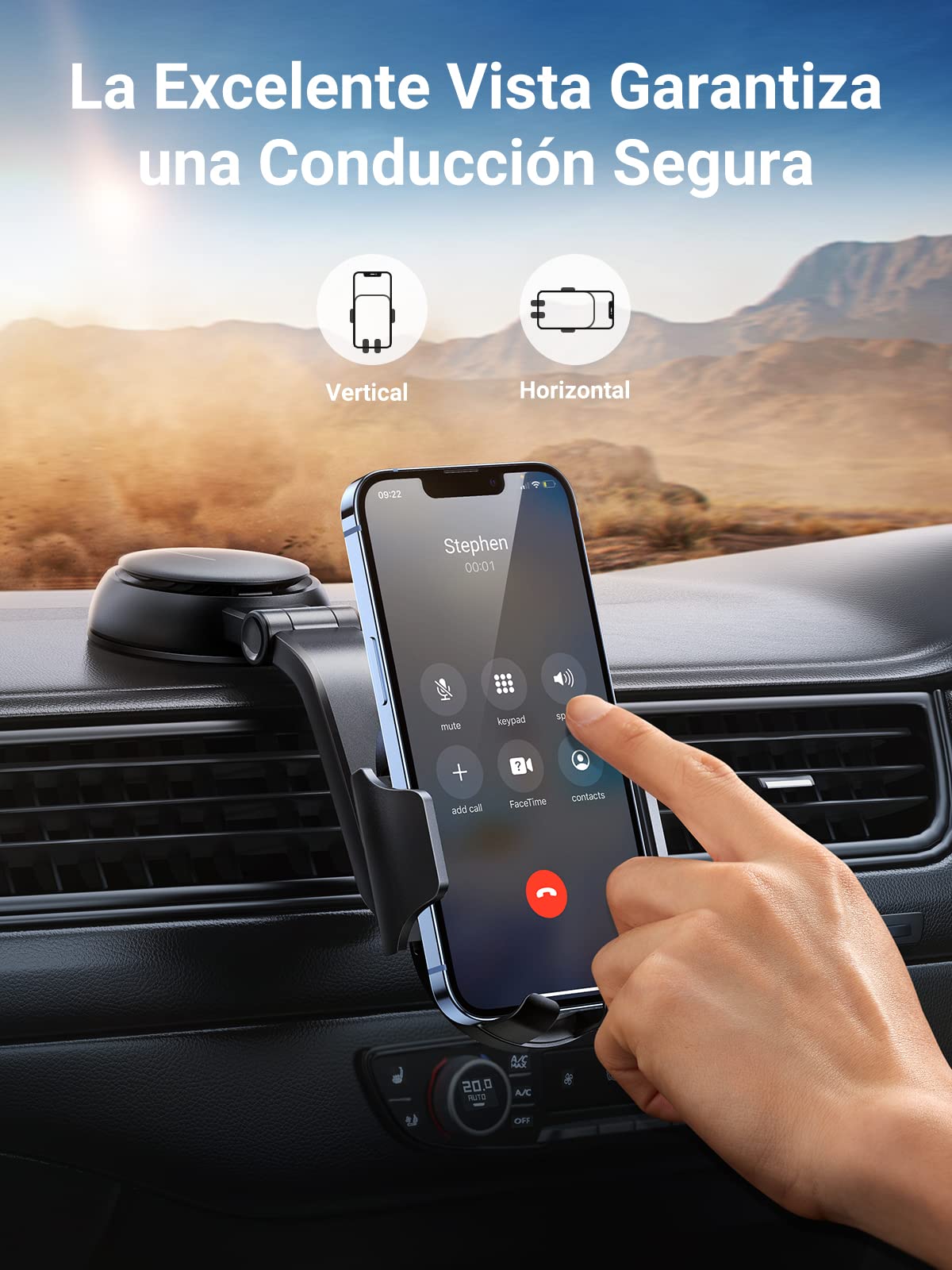 Soporte Celular UGREEN Negro para Automóvil Compatible con iPhone Galaxy