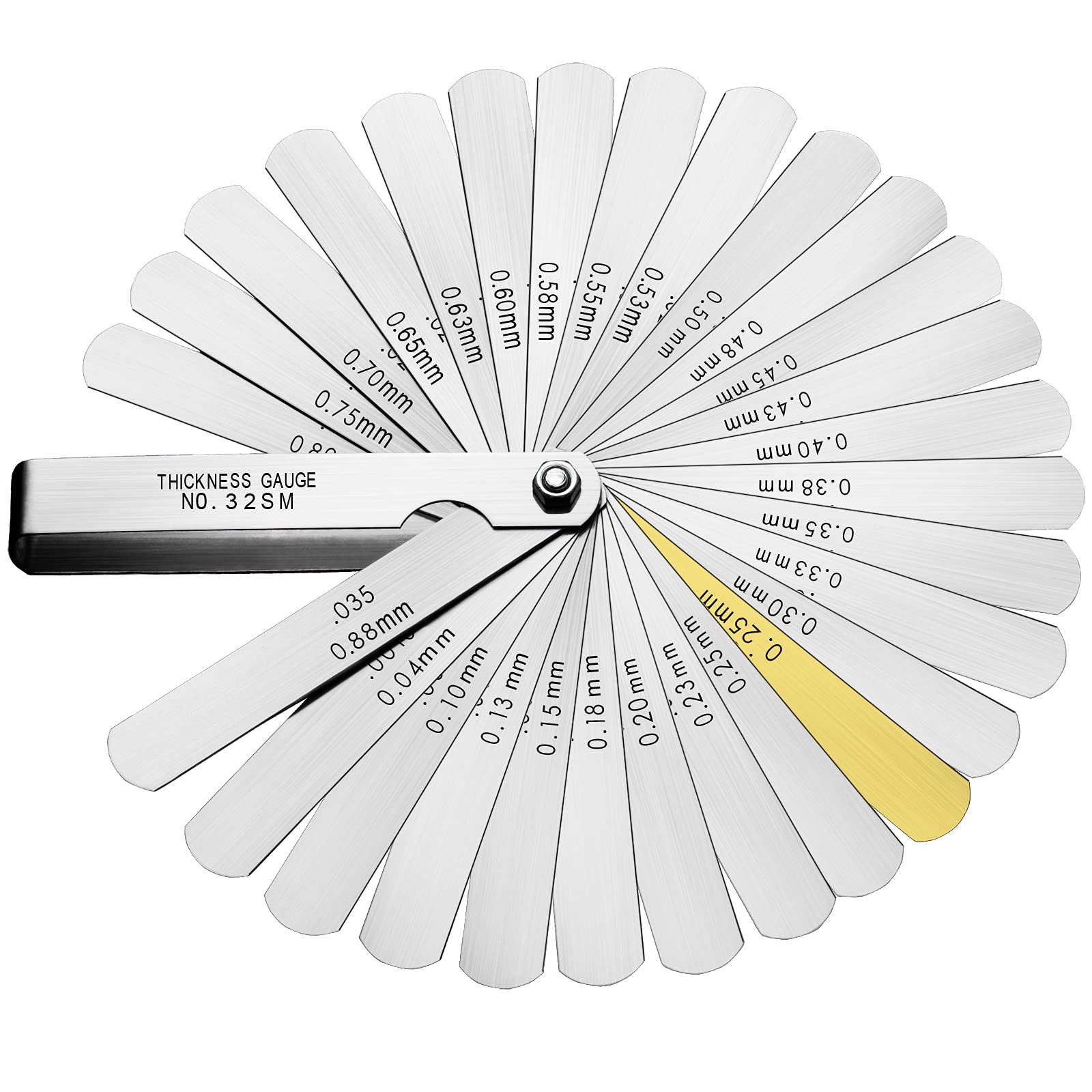 Spurtar - Medidores de sensor de 32 cuchillas de 0.0015-0.035 pulgadas (0.04-0.88 mm) de acero inoxidable para medir el ancho y el grosor del hueco para guitarra, bujía, pistón medido