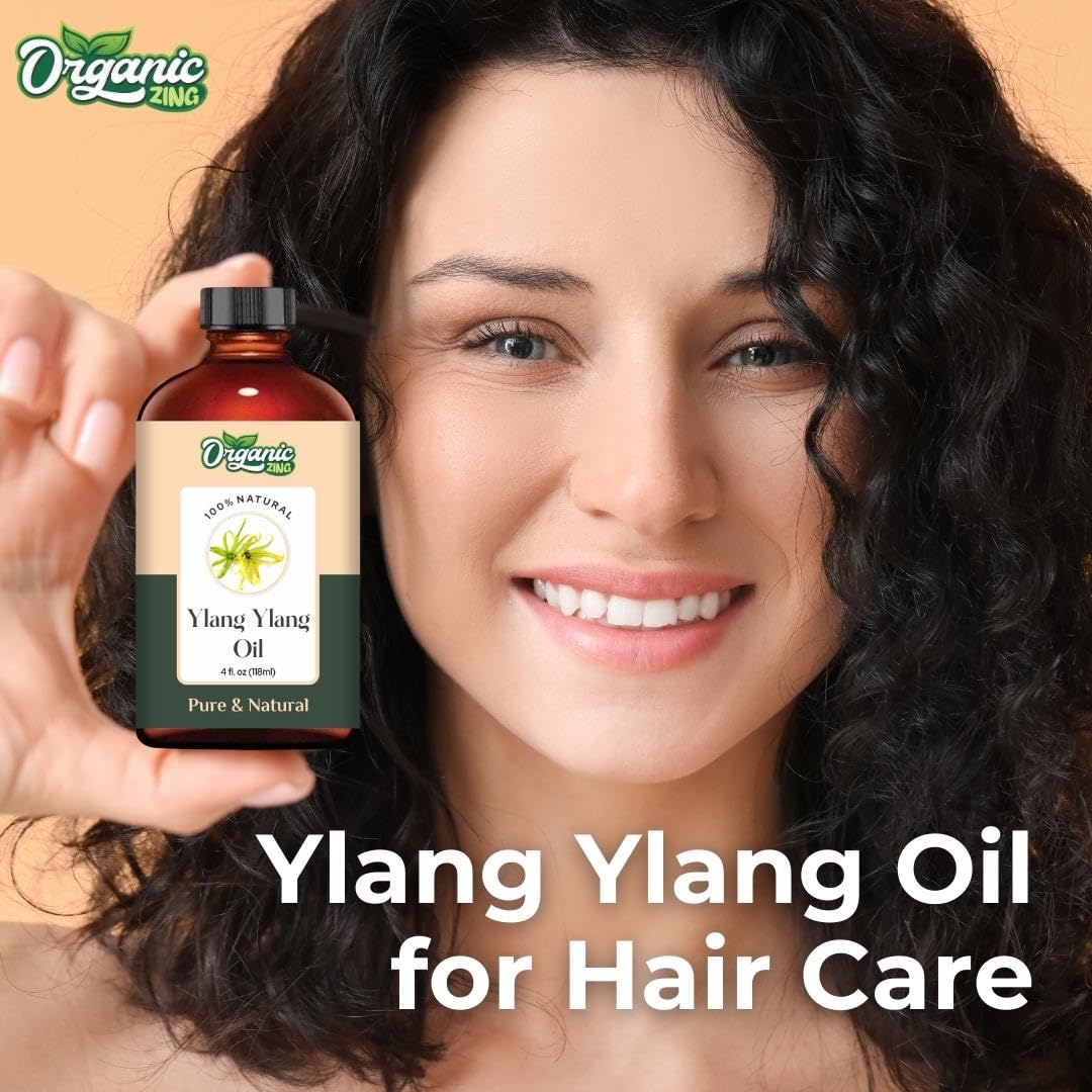 Organic Zing Ylang Ylang (Cananga Odorata) Oil | Pure & Natural Essential Oil for Aroma, Diffusers, Haircare & Skincare- - 118ml/3.99fl oz