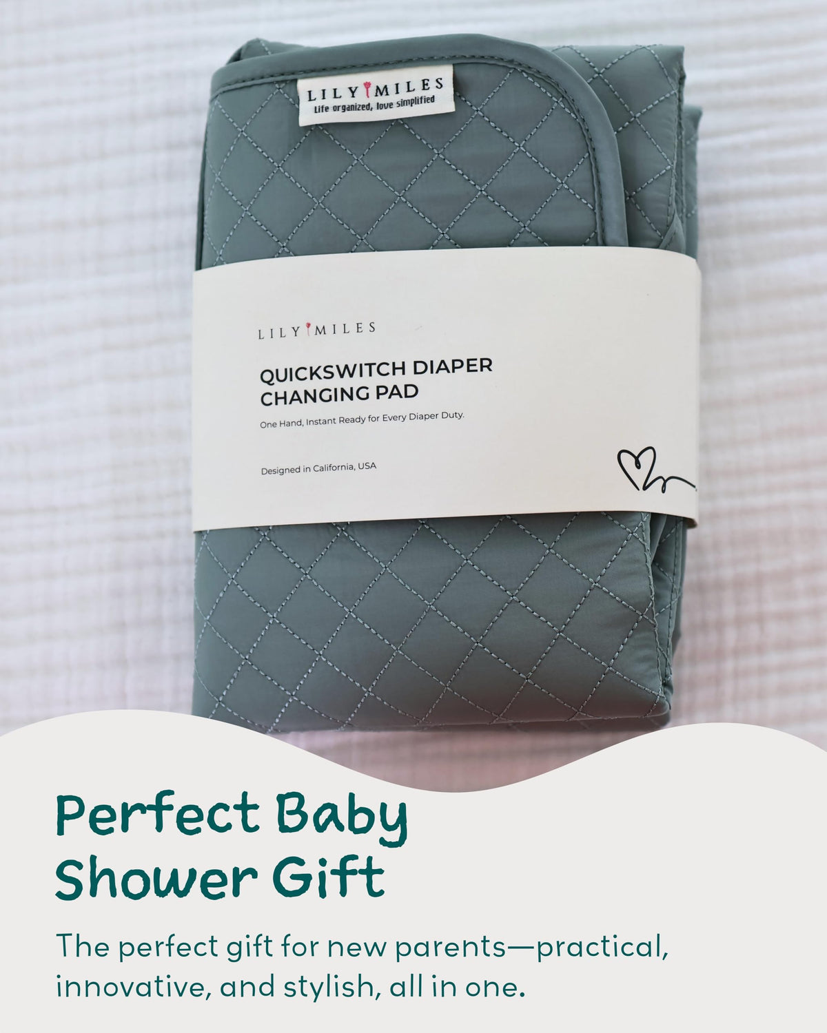 Lily Miles - Cambiador portátil para bebé, cambiador de pañales con cierres magnéticos, almohadilla de viaje para bolsa de pañales, esencial para bebé, tapete lavable e impermeable (verde sauce