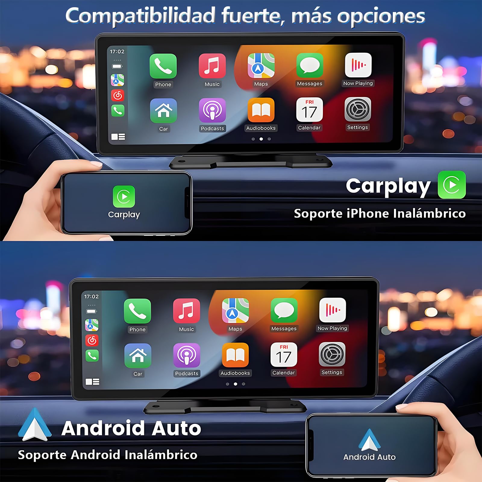 Autoestereos para Carro 10.26", Estéreo Inalámbrico para Coche, Pantalla para Auto, Compatible con CarPlay y Android Auto, Mirror Link, Cámara de Retroceso‌, GPS, FM, BT, WiFi