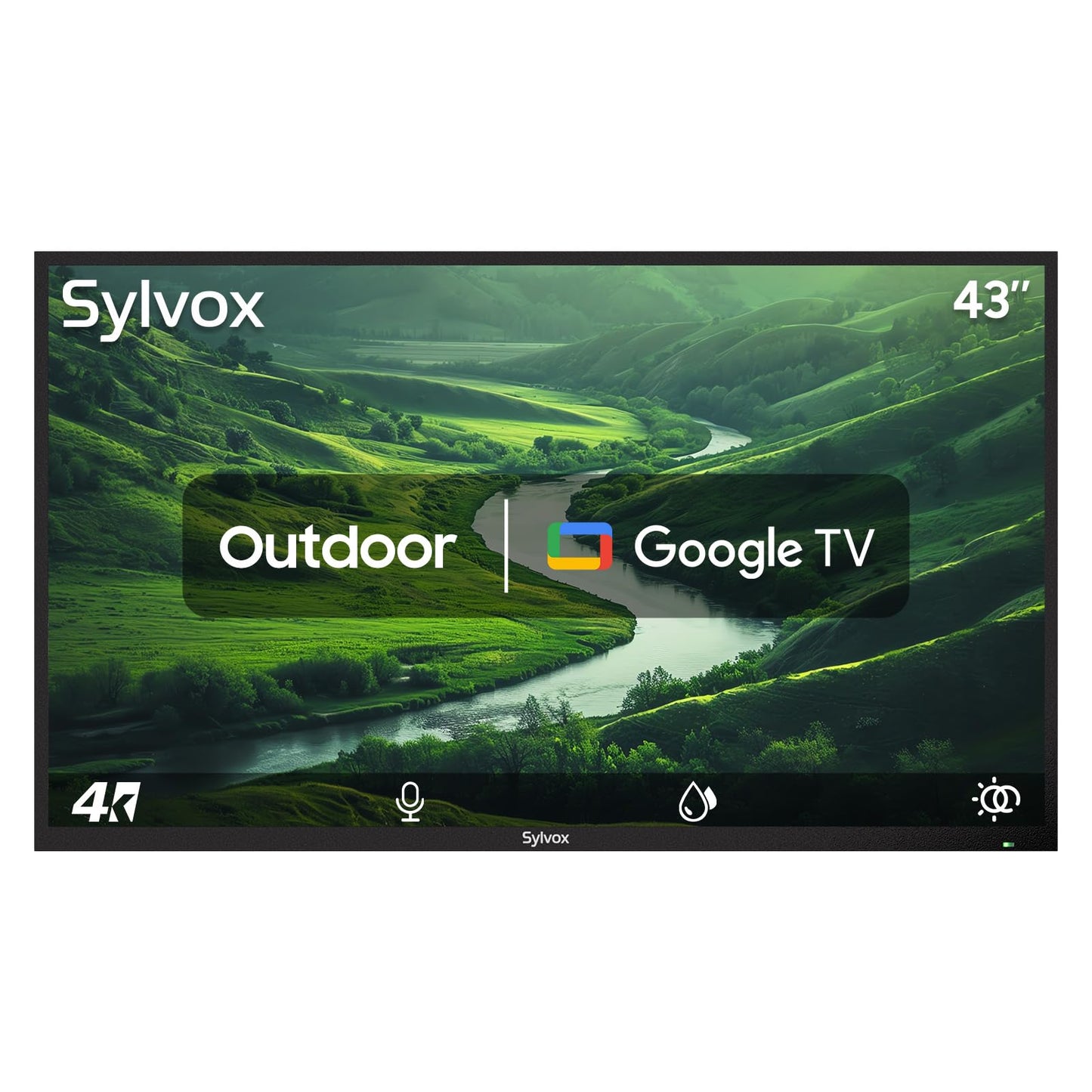 SYLVOX - Televisión Inteligente para Exteriores de 43 Pulgadas, Resistente a la Intemperie, Google TV, 4K, 700 NITS de Brillo Alto, Resistente a la Temperatura, IP56 Impermeable, Antiarañazos