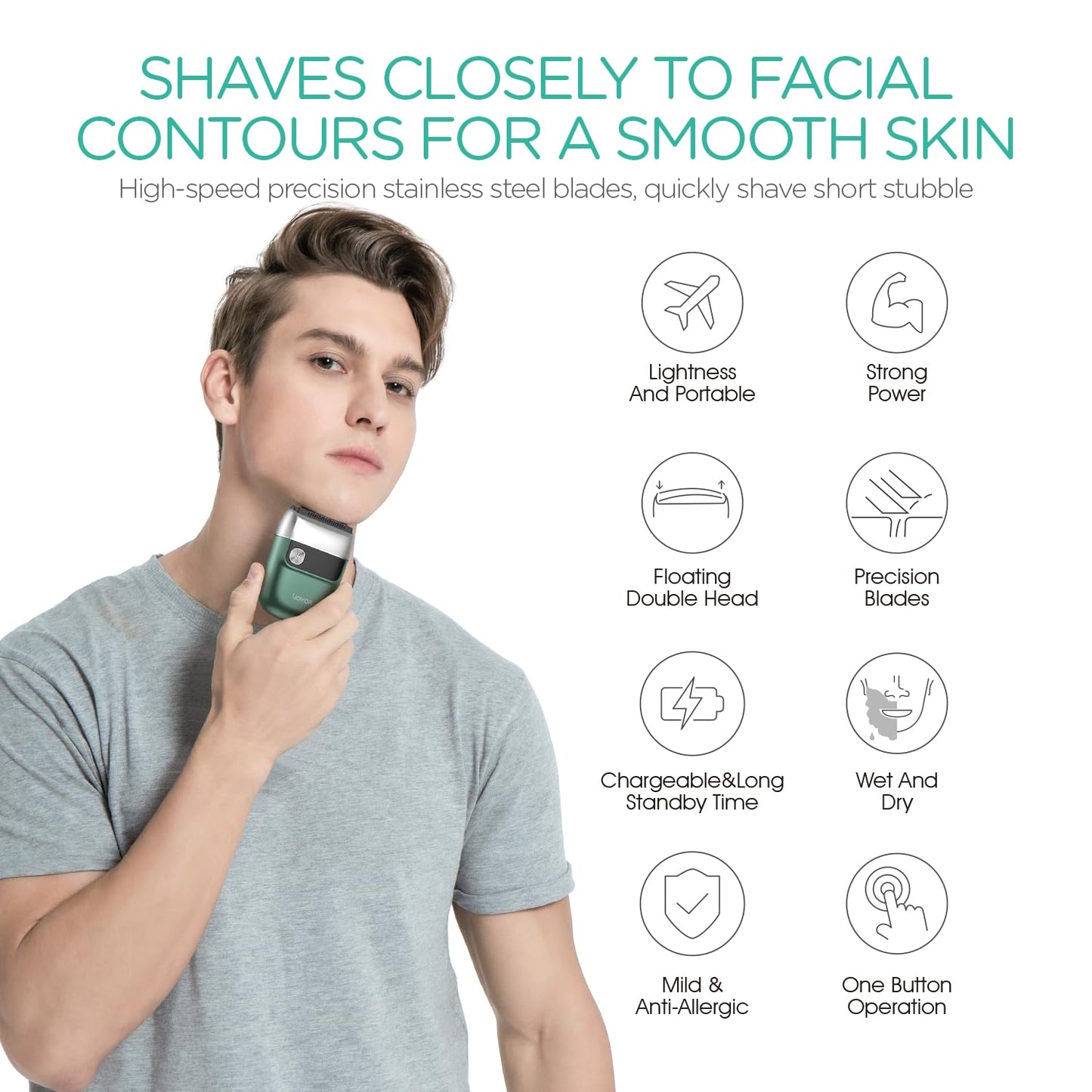 Afeitadora Eléctrica VOYOR Verde Recargable para Hombre