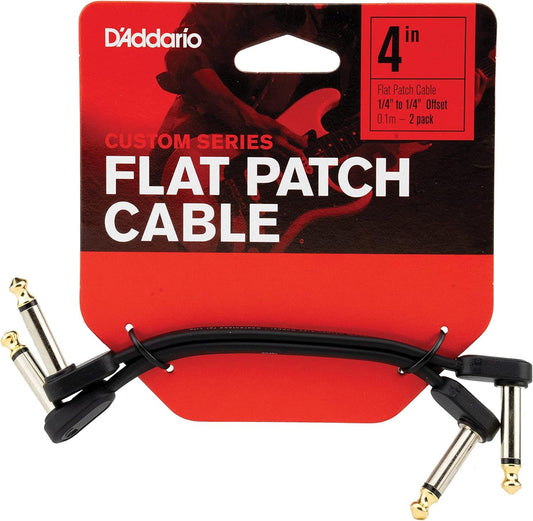 Cable de conexión para guitarra D'Addario Classic Series, cable de pedal con conectores de 1/4", plano, ángulo recto, 4 pulgadas, paquete de 2