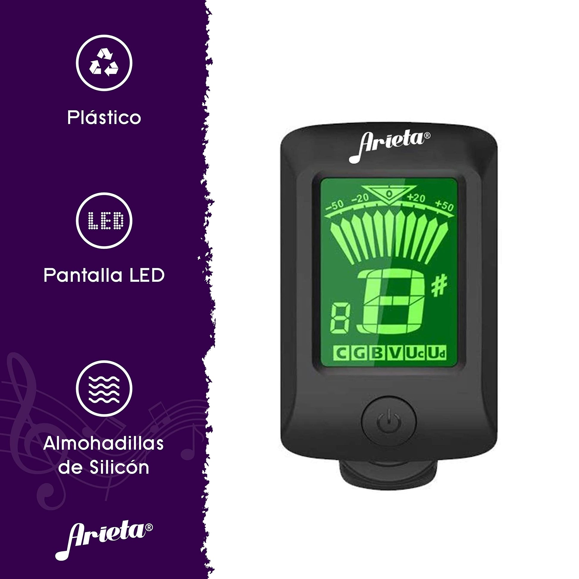 Arieta Afinador de Guitarra/Bajo. Afinador Digital Arpegio con Clip para Guitarra Acustica, Electrica, Bajo, Violin y Ukelele. Sintonizador Electrico. Guitar/Electric Guitar/Bass Tuner
