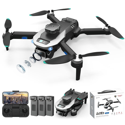 AXIDUN-Mini Drones con Cámara 4K，Evitación de Obstáculos en 360°，Los Drones Sin Escobillas Son Duraderos y Resistentes a Los Choques,Cámara Dual 4K,Rastrear El Vuelo,Drone de Largo Alcance y Flujo óptico Profesional，3 Baterias,Mini Drone para Adolescen