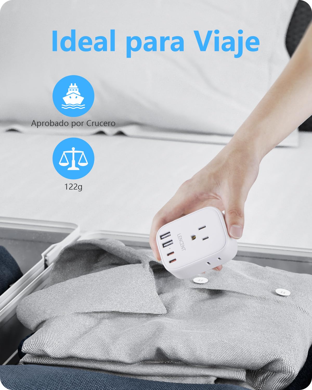 Adaptador de Corriente LENCENT Blanco con 4 Salidas