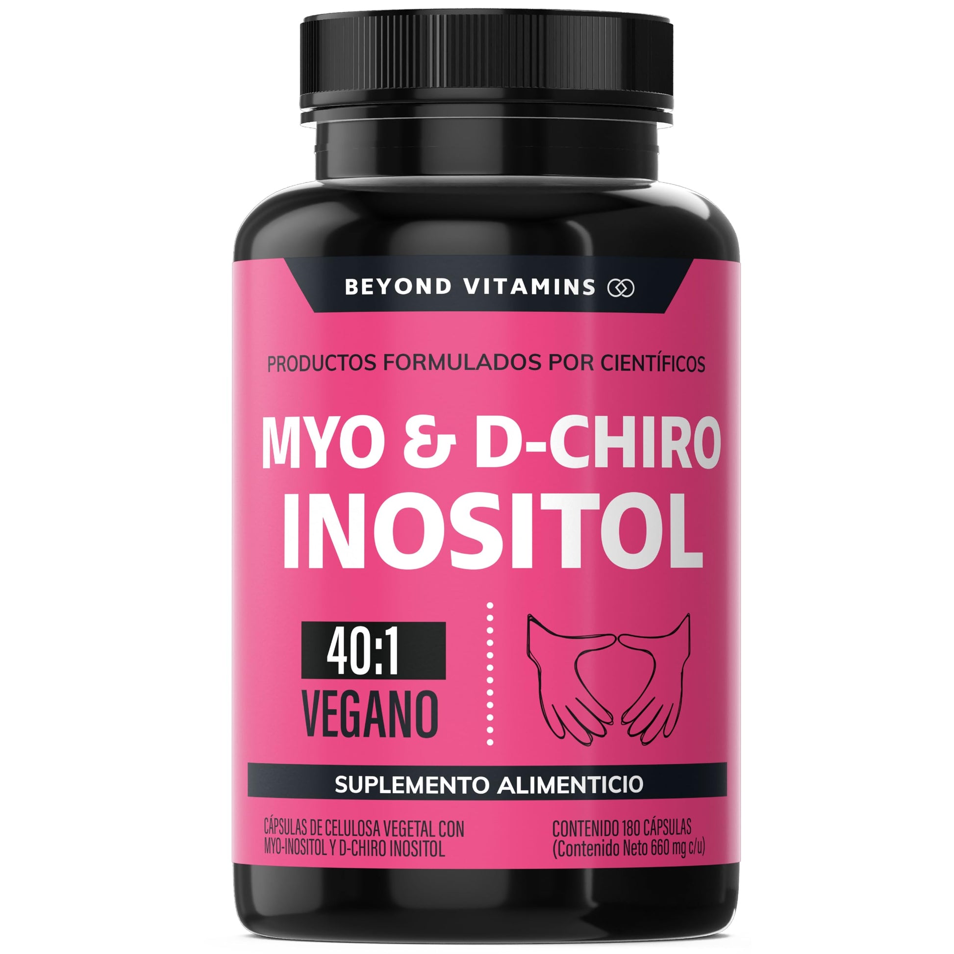 Inositol 40:1 | Myo y D-Chiro Inositol Puro | 180 cápsulas | Vitaminas para mujer | Suplemento Alimenticio Beyond Vitamins | Vegano | 180 caps