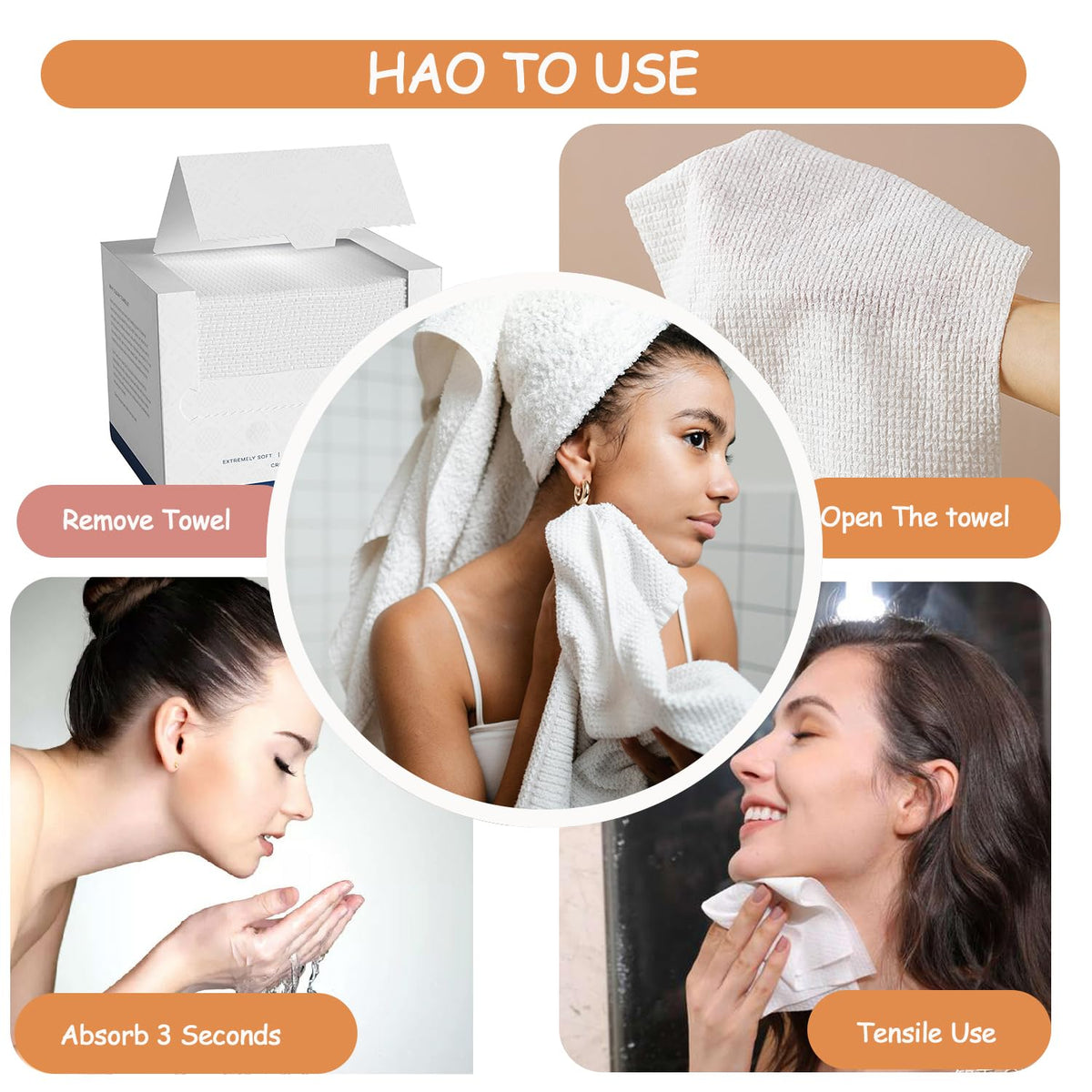 Toallas faciales desechables biodegradables suaves para piel sensible, paños sin pelusa para lavado facial, cuidado de la piel y eliminación de maquillaje, toallas húmedas y secas, 50 hojas (1)