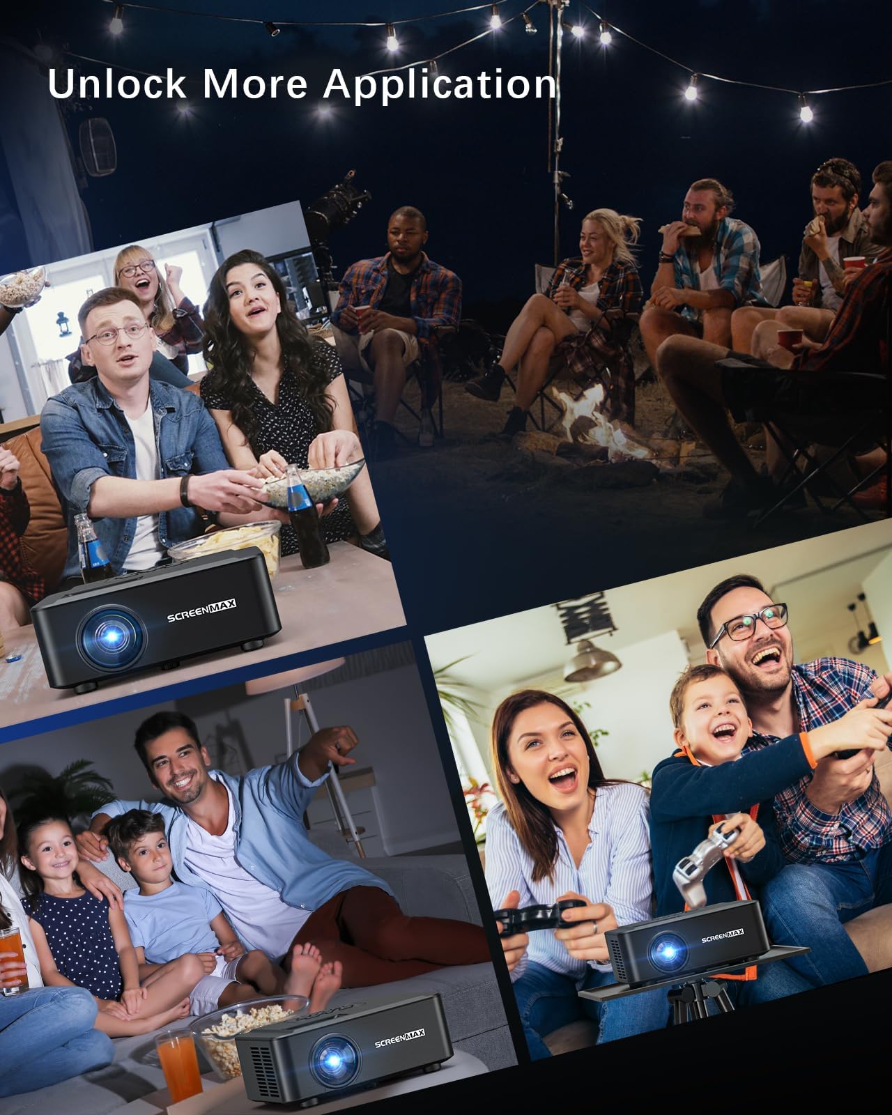 Proyector SCREENMAX NATIVO 1080P Wifi Bluetooth Portátil para Exteriores 2024 450 ANSI