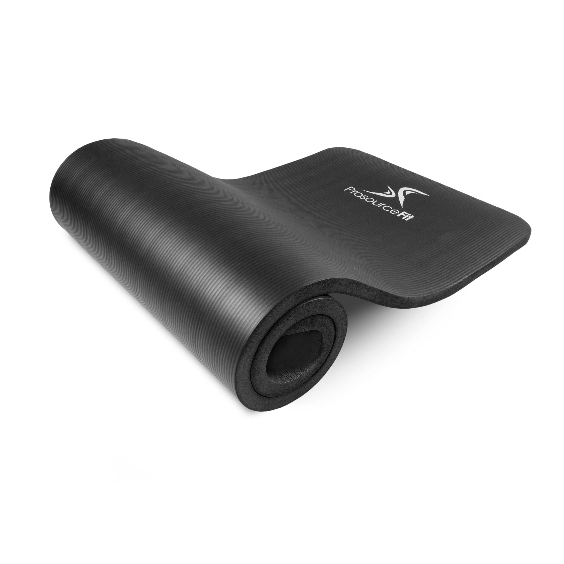 Colchoneta para Yoga y Pilates ProsourceFit Negra de Alta Densidad con Espuma Cómoda y Correa de Transporte