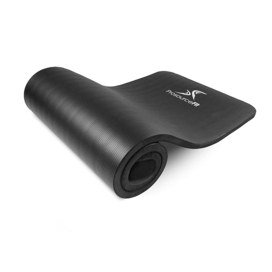 Colchoneta para Yoga y Pilates ProsourceFit Negra de Alta Densidad con Espuma Cómoda y Correa de Transporte