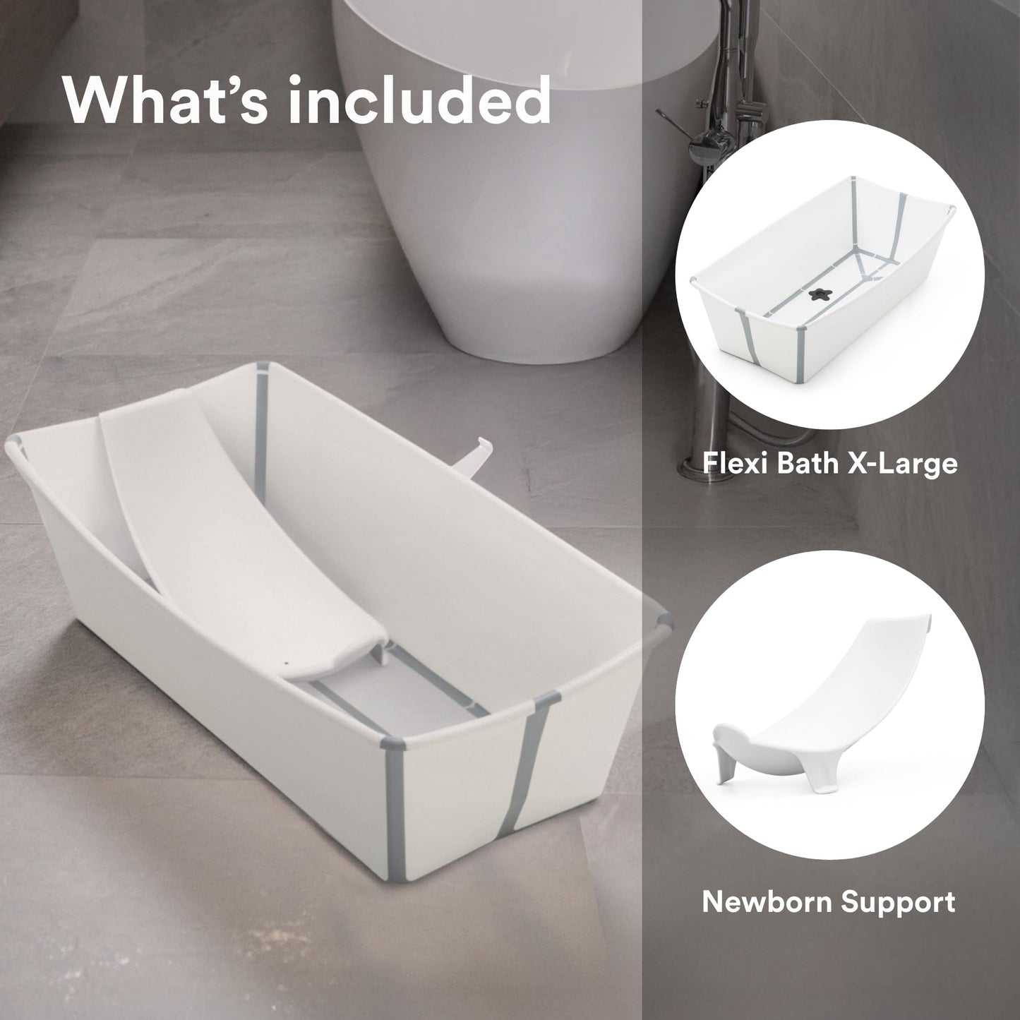 Paquete XL Tina de Baño Stokke Flexi Bath Blanco Ligera y Plegable para Bebés