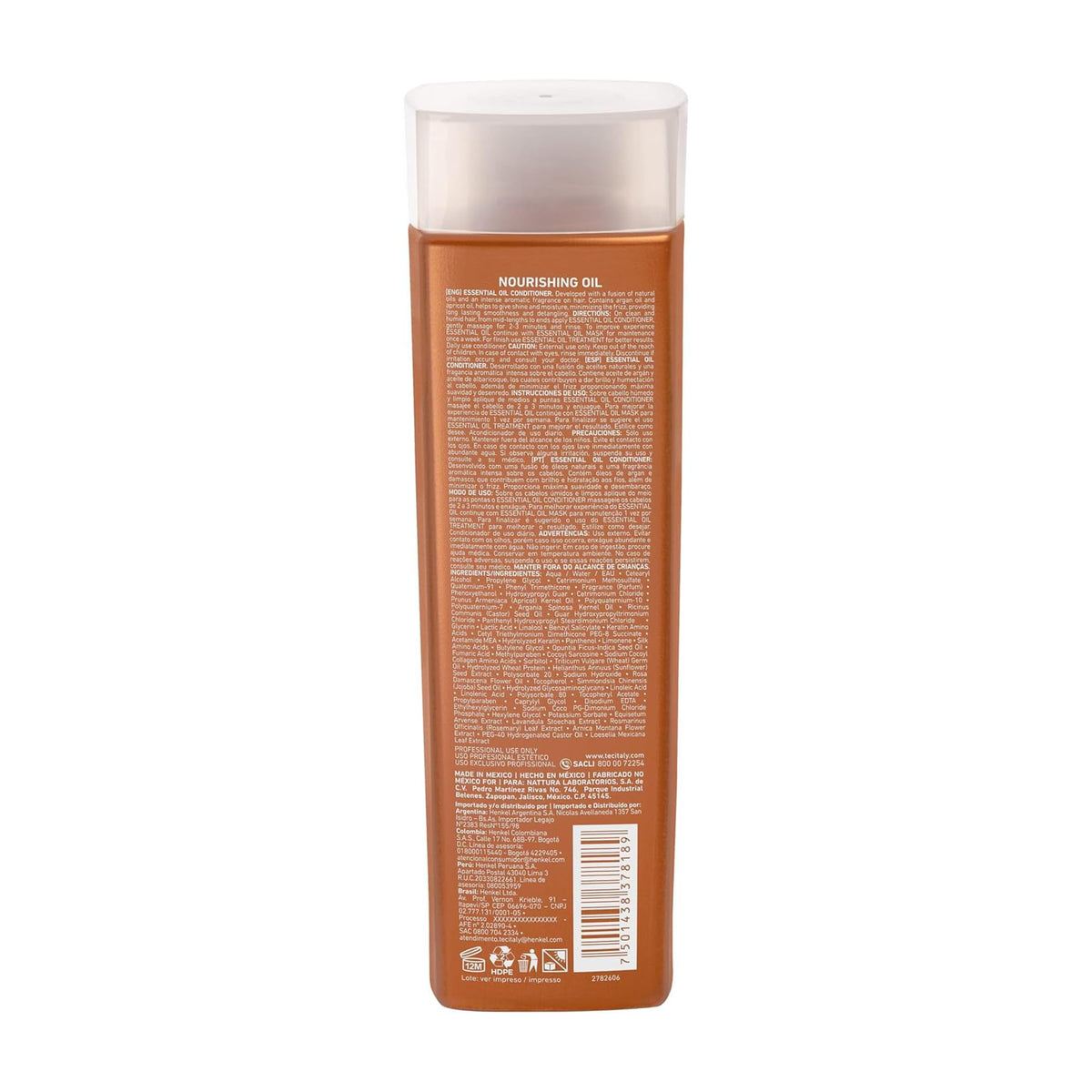 TEC ITALY Essential Oil Acondicionador 300 ml – Tratamiento con Aceites Naturales para Humectación Profunda, Suavidad y Brillo – Controla Frizz, Desenreda y Sella Puntas – Acondicionador Profesional para Cabello Seco o Dañado