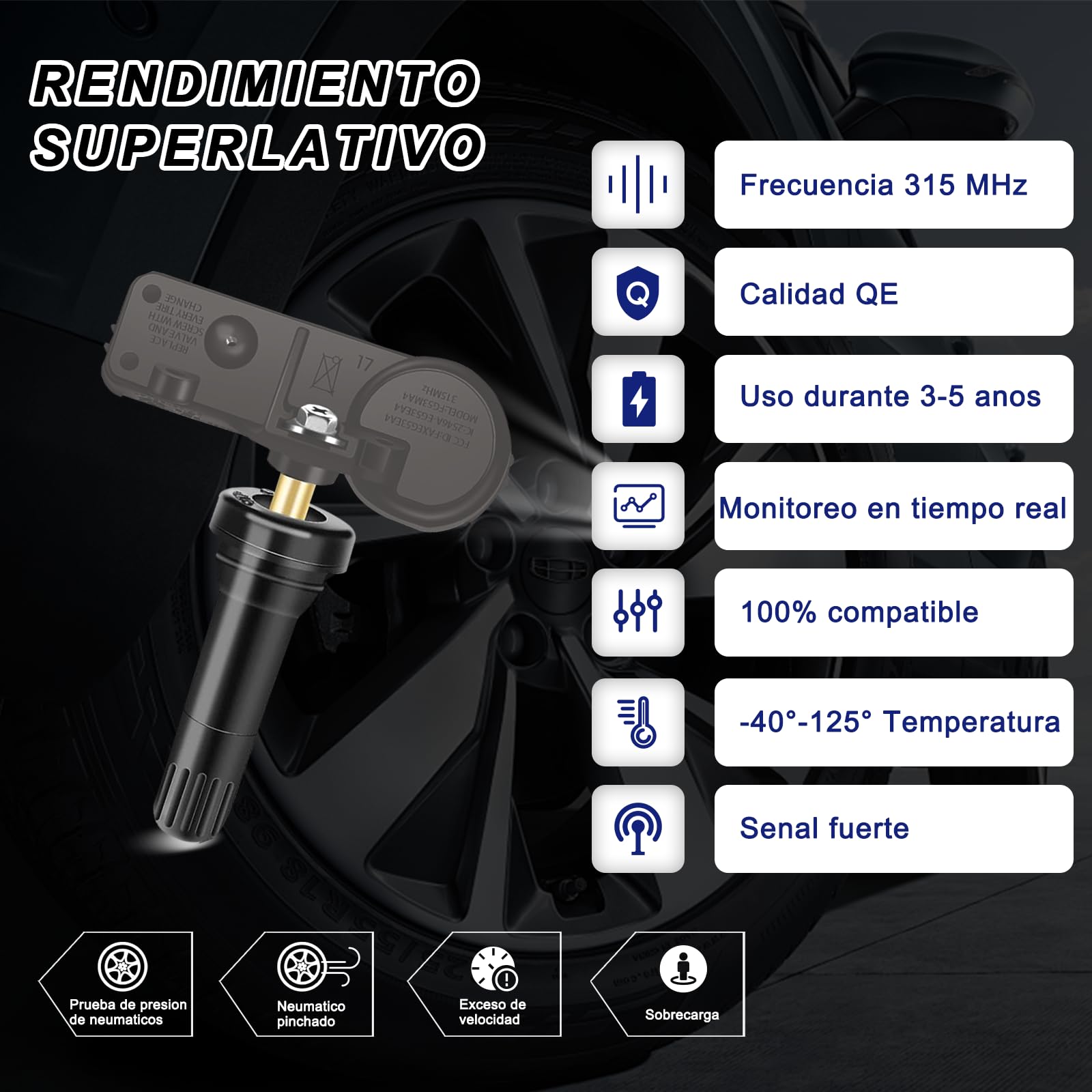 Sensor TPMS MYAIOL 315MHZ Compatible con Chevy GMC Buick Cadillac Pontiac 4 Piezas