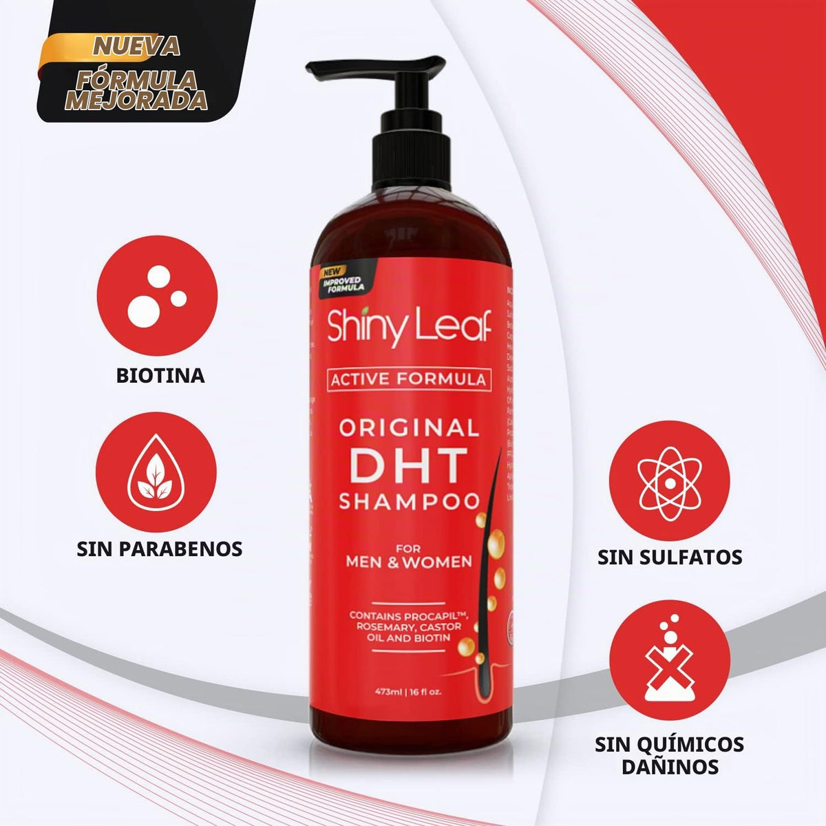 Champú Antipérdida Biotina Natural Sin Sulfatos para Crecimiento del Cabello para Hombres y Mujeres