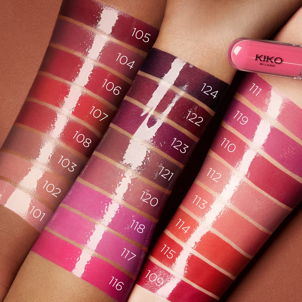 KIKO MILANO - UNLIMITED DOUBLE TOUCH Long-lasting liquid lipstick with a bright finish in a two-step application color Spicy Rose 110.