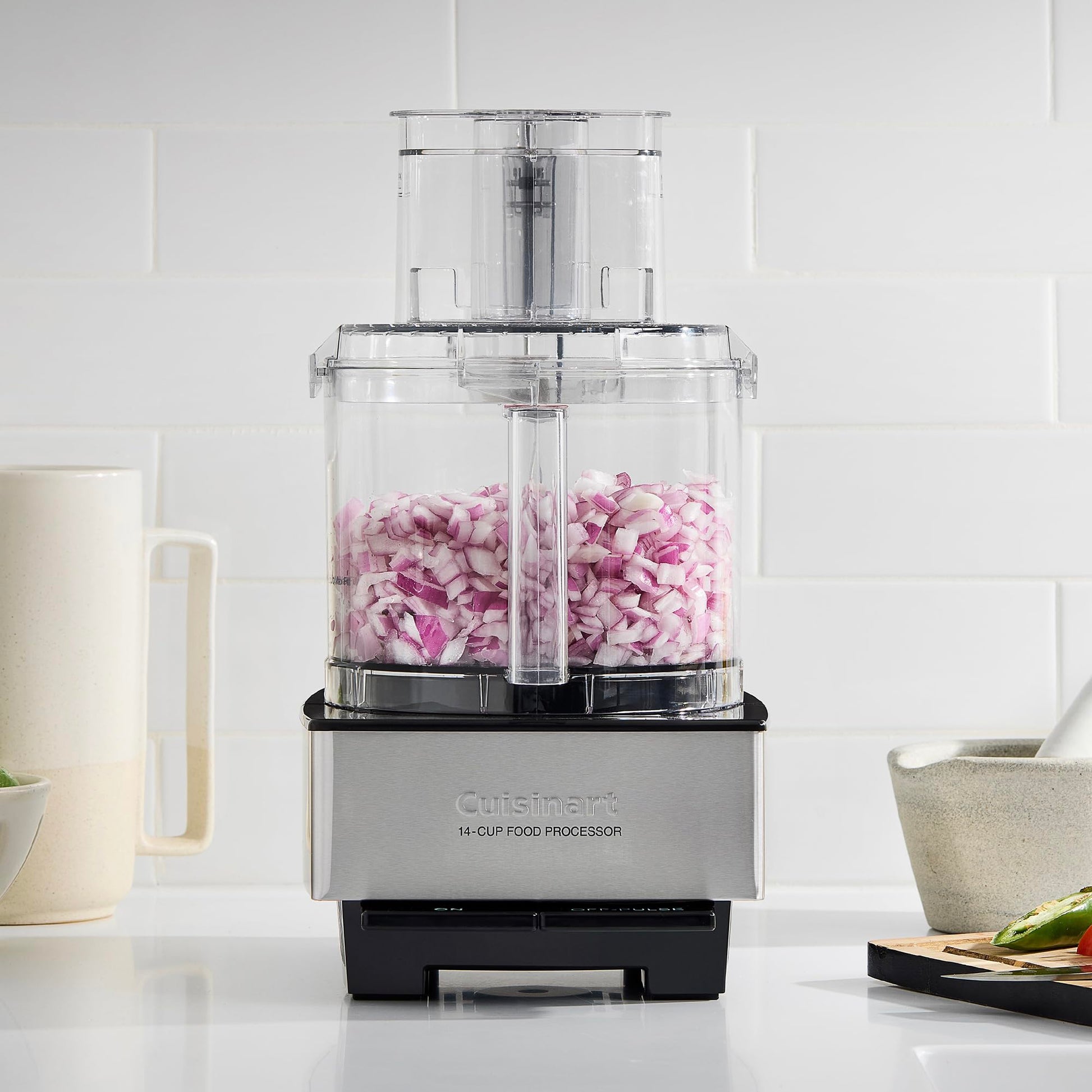 Cuisinart DFP-14BCNY - Procesador de alimentos para picar, picar, triturar, puré y amasar masa, acero inoxidable, DFP-14BCNY