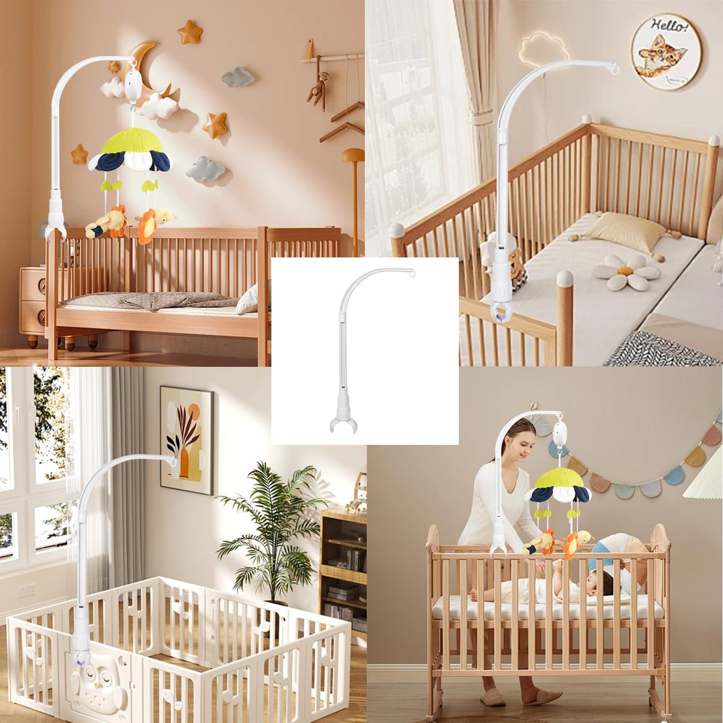 HLEEDUO DIY 60cm Baby Crib Mobile Bed Bell Holder Arm Bracket, The Claw Part can be Adjusted Width