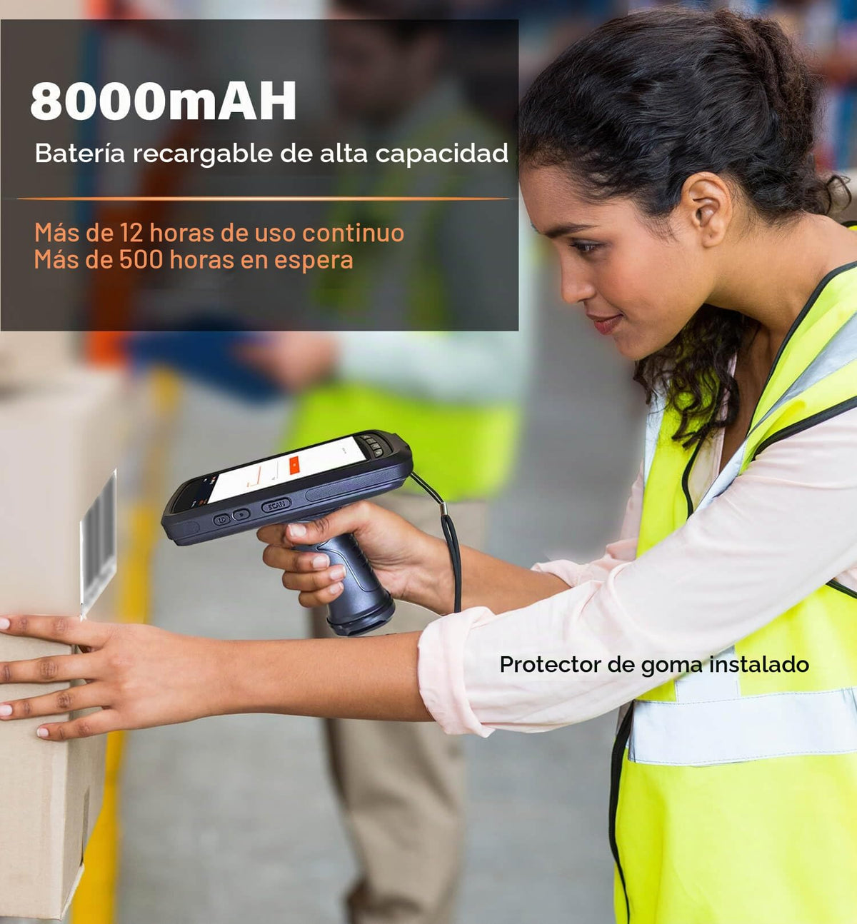 Terminal de Datos Portátil Archer Products Negro con Escáner de Código de Barras 1D y 2D, 3G 4G WiFi BT GPS y Empuñadura Ergonómica de Pistola