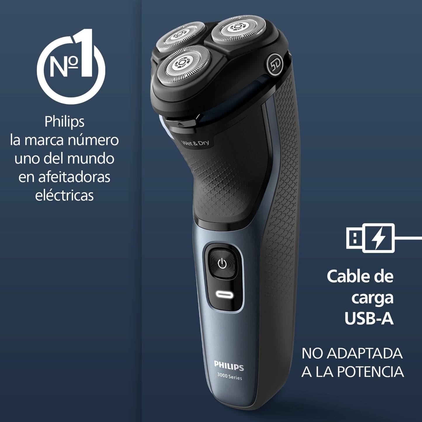 Afeitadora Eléctrica Philips Series 3000 Uso en Seco y Húmedo Anticorrosión