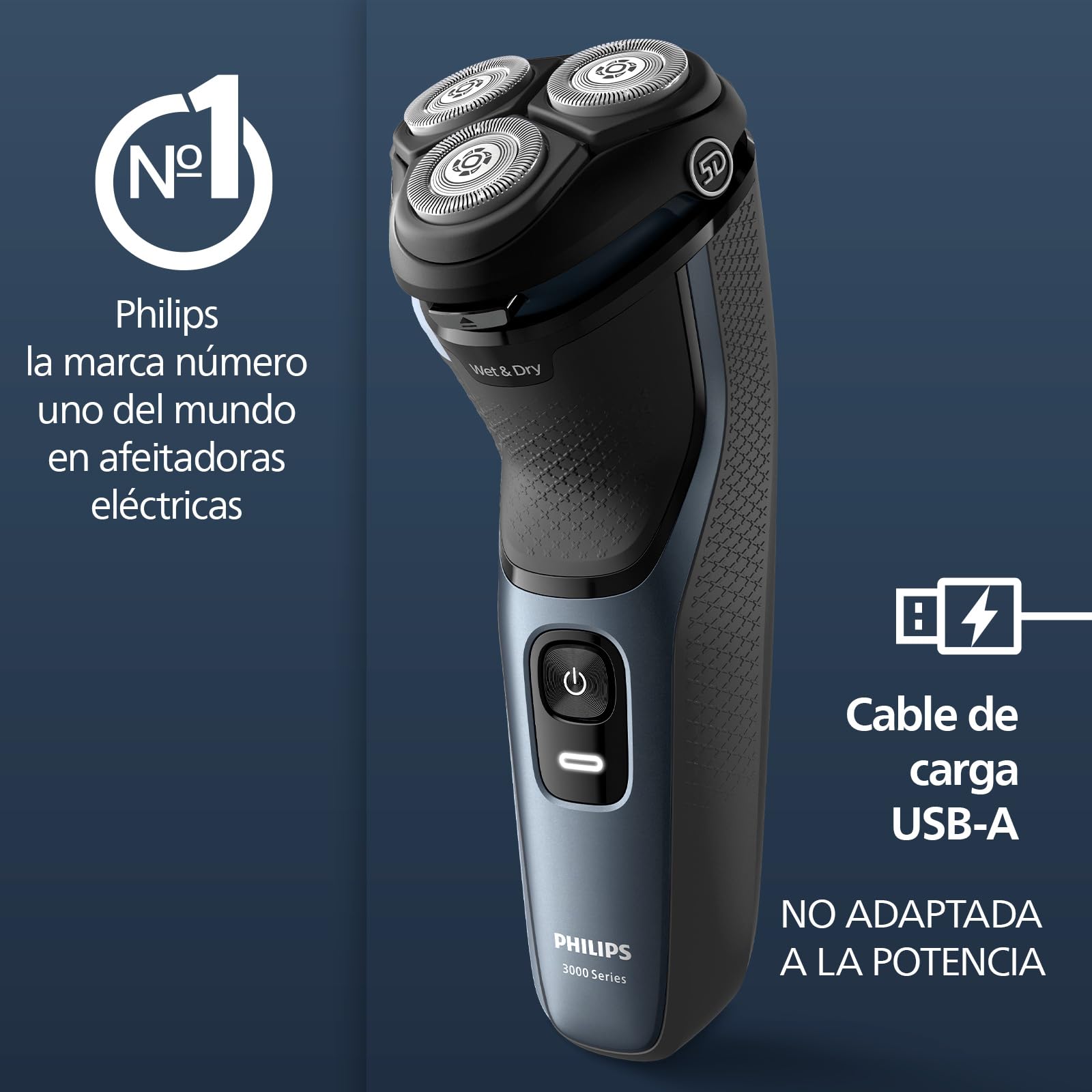 Afeitadora Eléctrica Philips Series 3000 Uso en Seco y Húmedo Anticorrosión