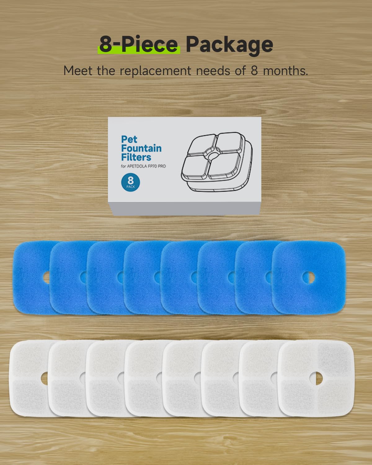 Filtro de Fuente de Agua para Perro APD APETDOLA 9 L 5 Capas, Repuesto de 8 Filtros y Esponjas Prefiltrantes