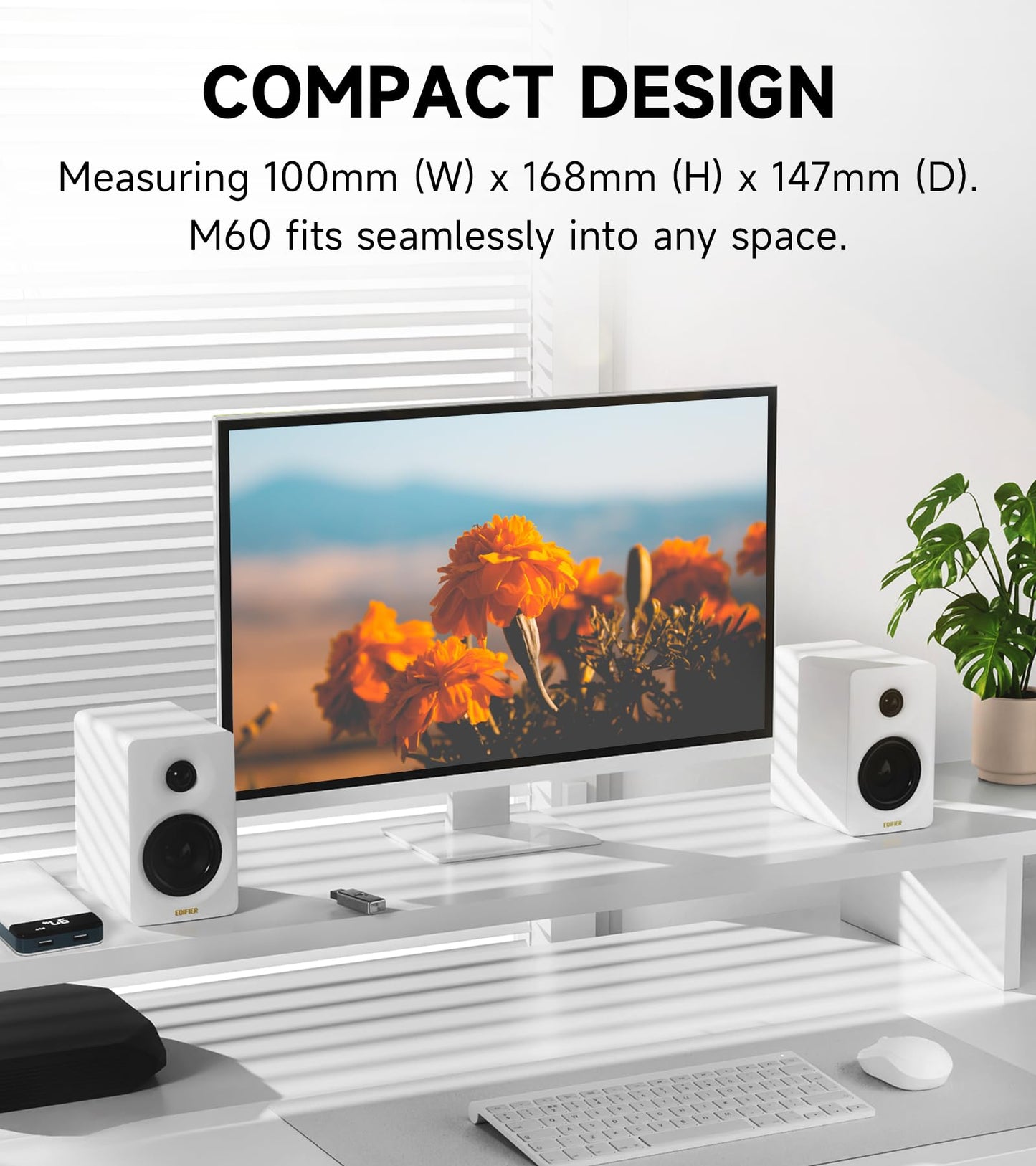 Edifier M60 - Altavoz multimedia Bluetooth 5.3, 66 W RMS, audio de alta resolución y audio inalámbrico de alta resolución, LDAC, bajo medio de 3 pulgadas y altavoz de agudos de 1 pulgada, entradas