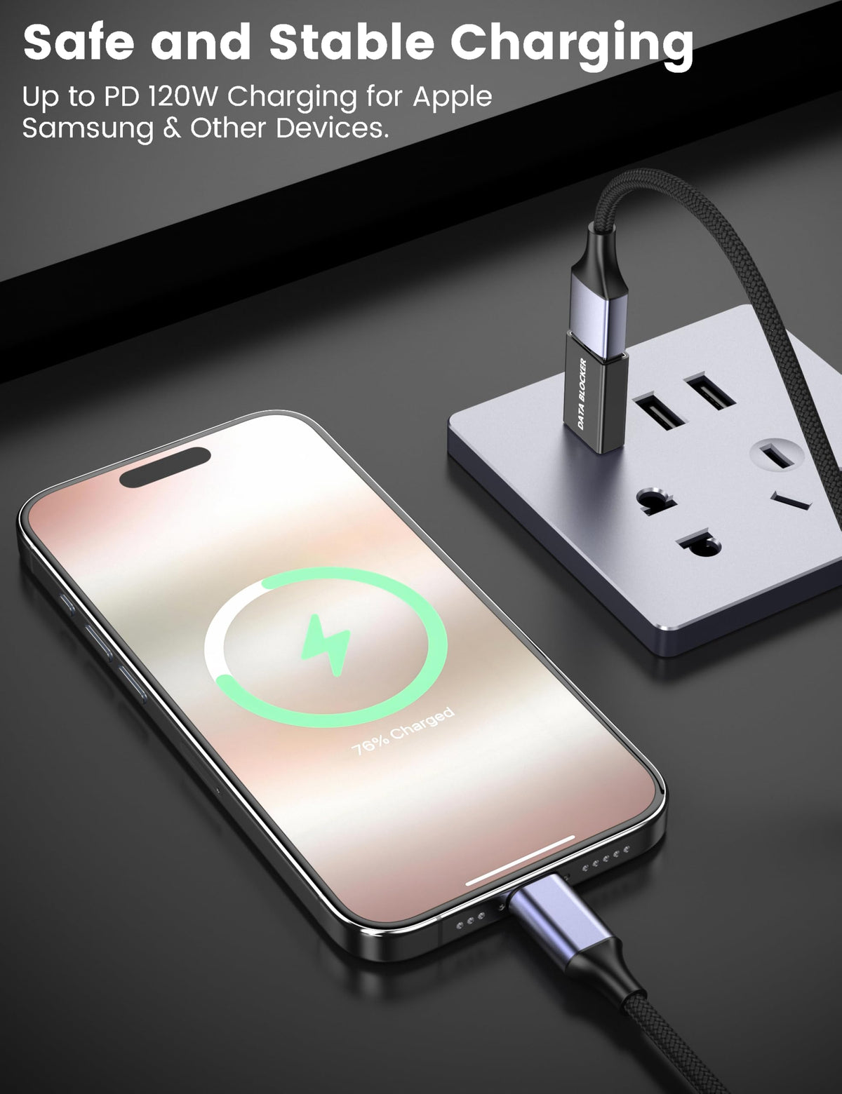 Adaptadores de Bloqueo de Datos USB C para iPhone y Android, Solo para Carga, Paquete de 5