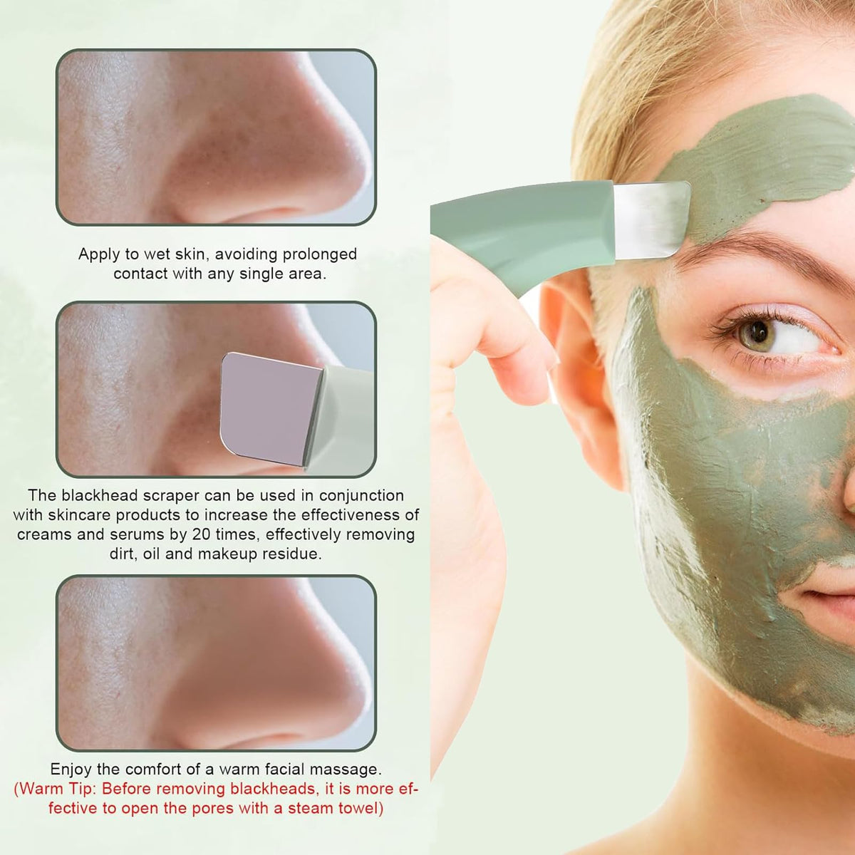 Paquete de 2 herramientas para eliminar puntos negros, rascador facial para limpieza profunda de nariz, espinillas, herramienta de exfoliación suave y segura, herramienta de cuidado de la piel para