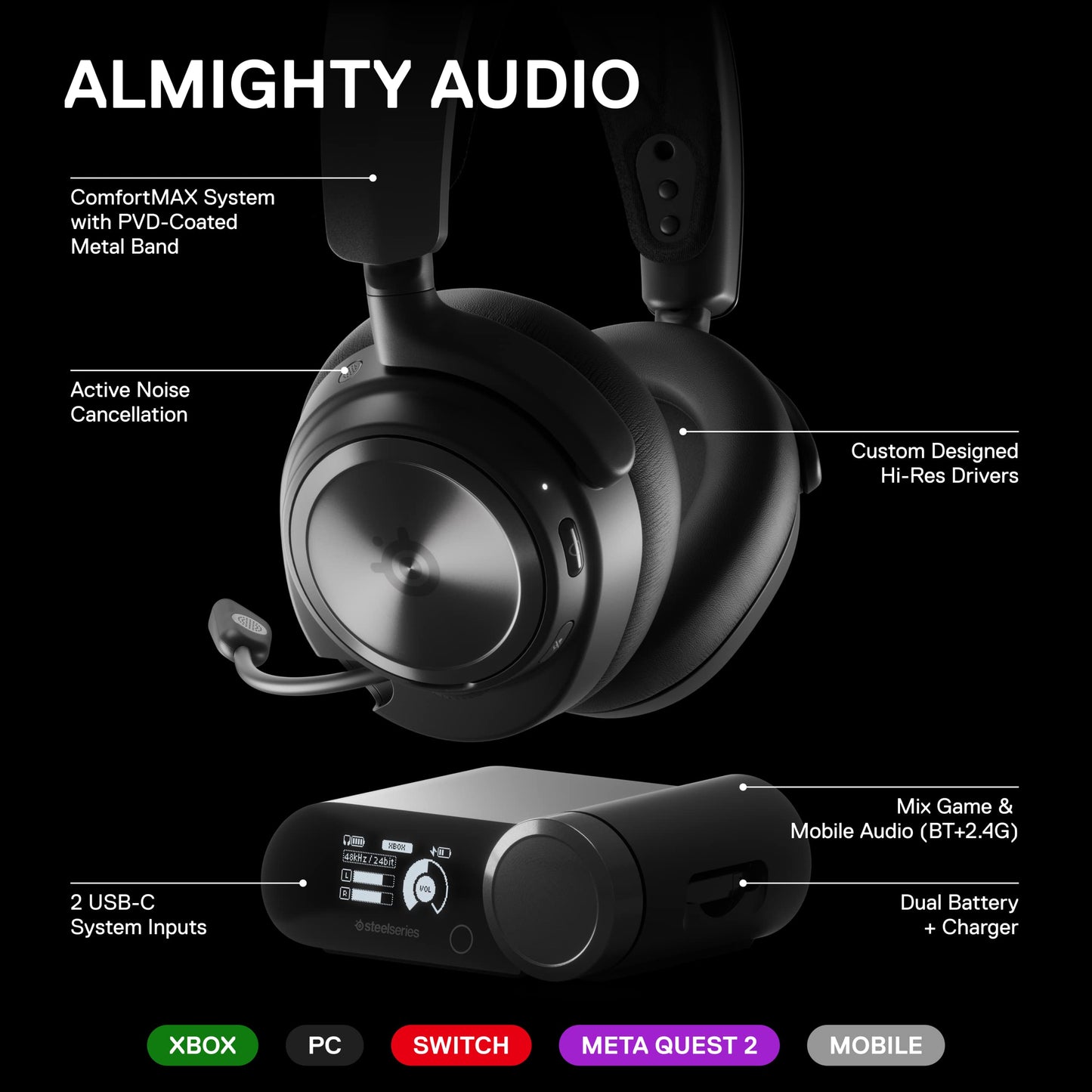 Auriculares Inalámbricos SteelSeries Arctis Nova Pro Negro Sonido Signature para Xbox