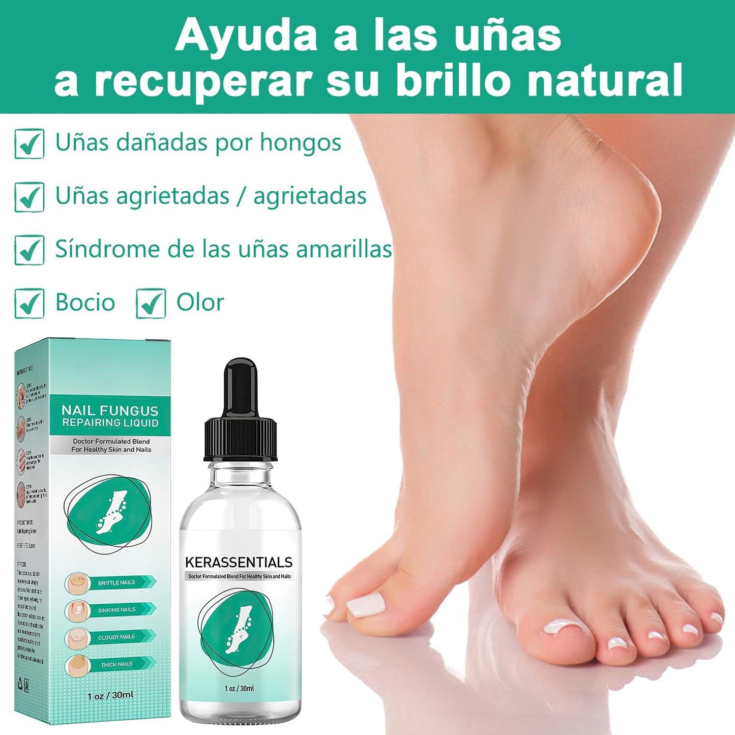 KRASSENTIALES Líquido Reparador Uñas de Pies - Esmalte, Renovación Cutículas