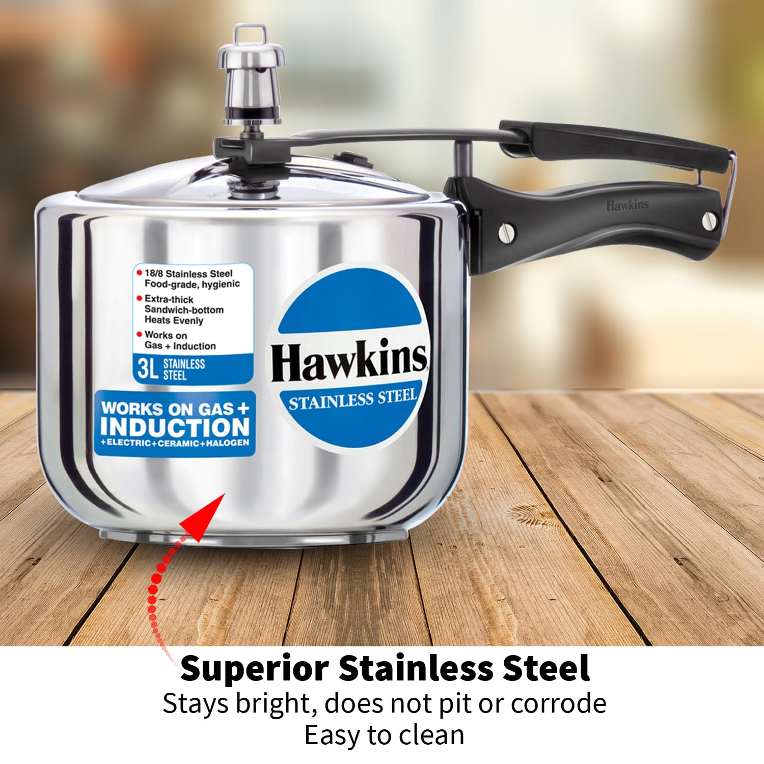 Hawkins B33 olla de presión de acero inoxidable, pequeña, color plateado