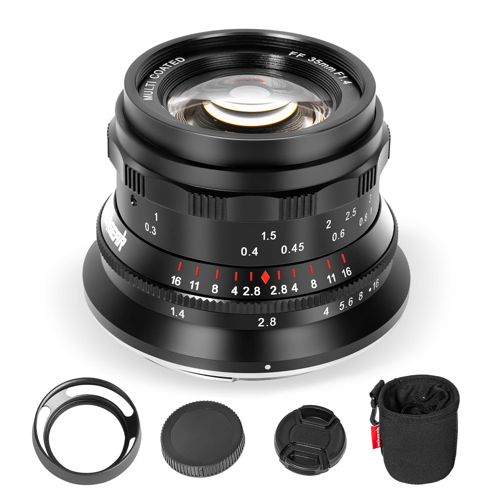 PERGEAR - Lente de Enfoque Manual de fotograma Completo F1.4 de 35 mm, Compatible con cámaras Sony E-Mount A7 A7II A7III A7R A7RII A7RIII A7RIV A7S A7SII A7SIII A9 A7C A6400 A6600 A6100 A6500 A63000