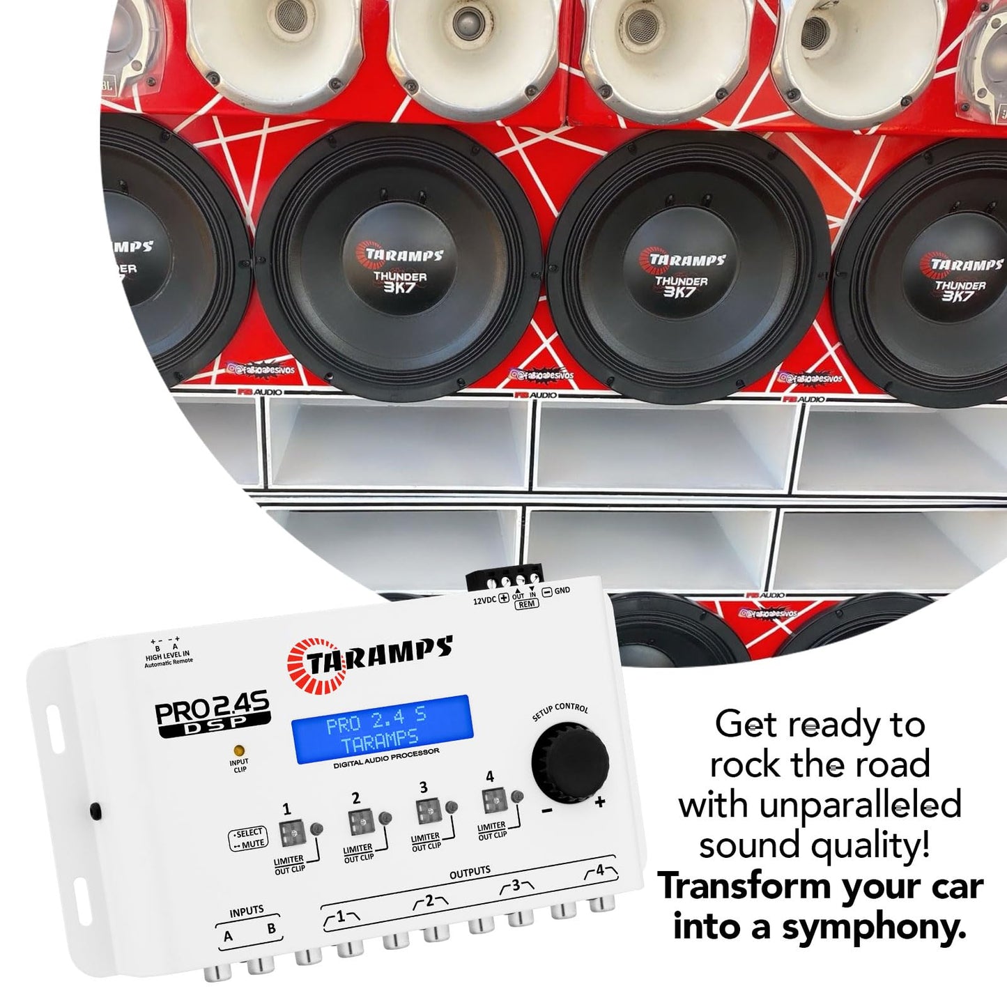 Crossover Taramps DSP Pro 2.4S Blanco con Ecualizador Gráfico para Automóvil