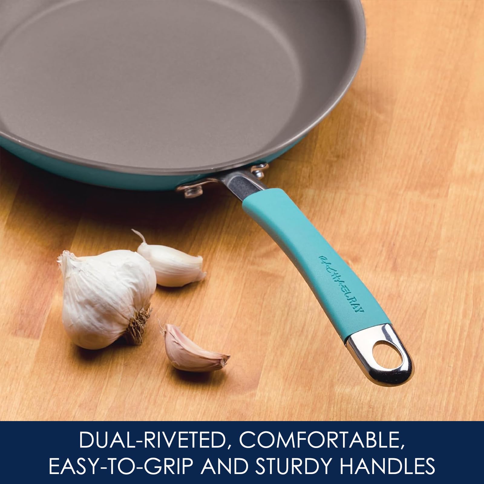Batería de Cocina Rachael Ray Azul Aqua Porcelana Dura Antiadhesiva 12 Piezas