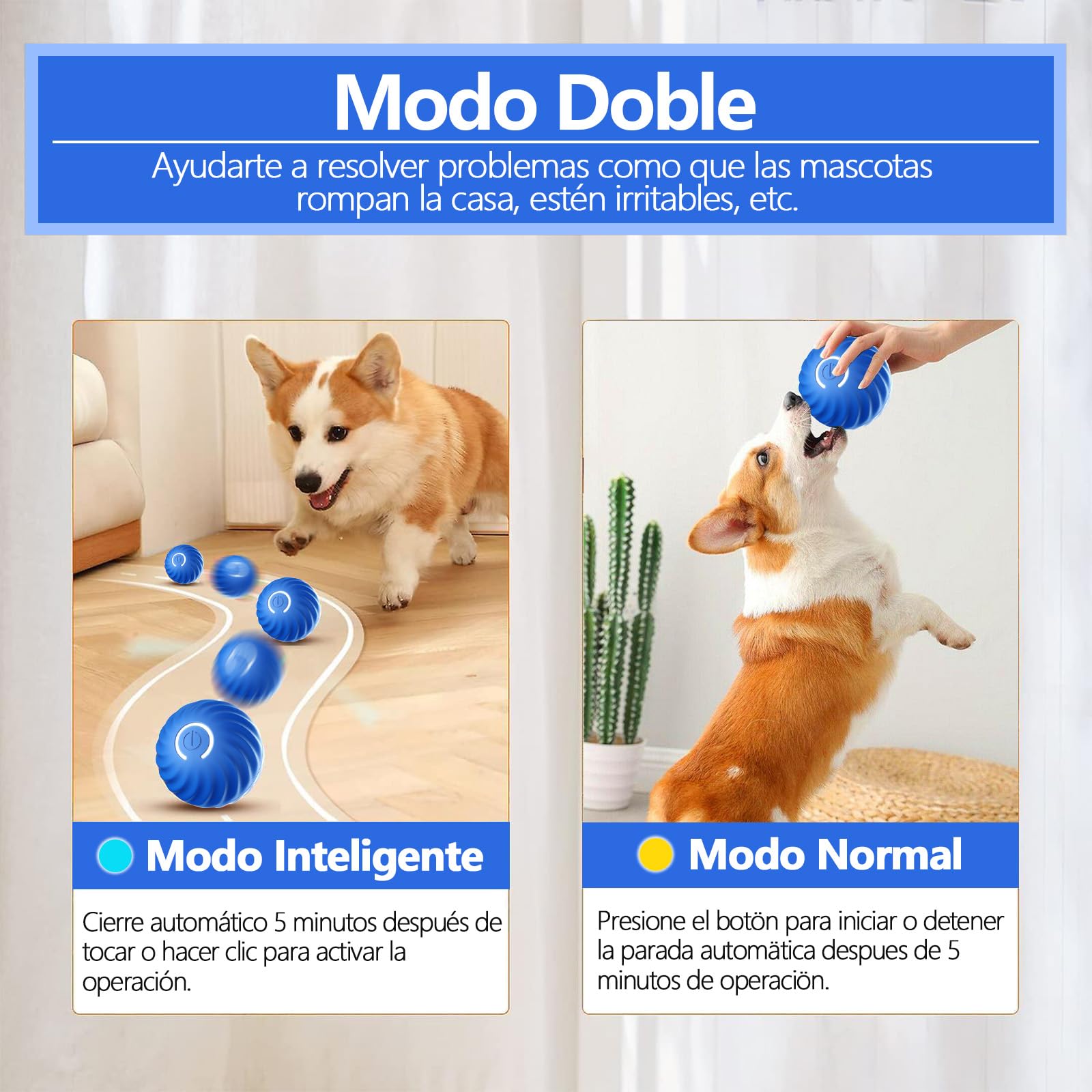 Pelota de Juguete Interactiva UIOERGF para Perros y Gatos Inteligente