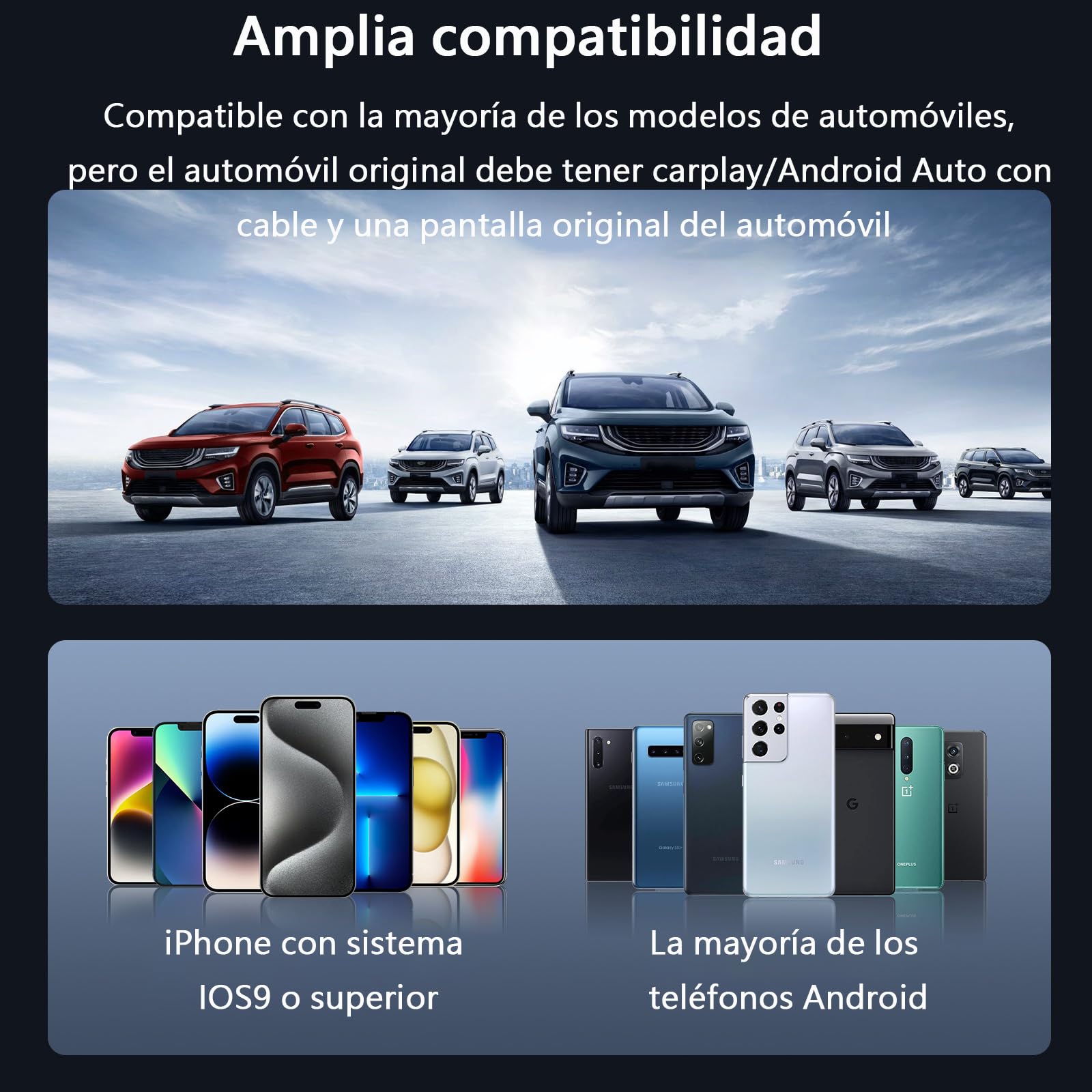 Carplay inalambrico para auto,adaptador carplay inalambrico,Carplay inalámbrico/Android Auto 2 en 1,Convertir carplay con cable en carplay inalámbrico,Plug and play,onexión automática,baja latencia