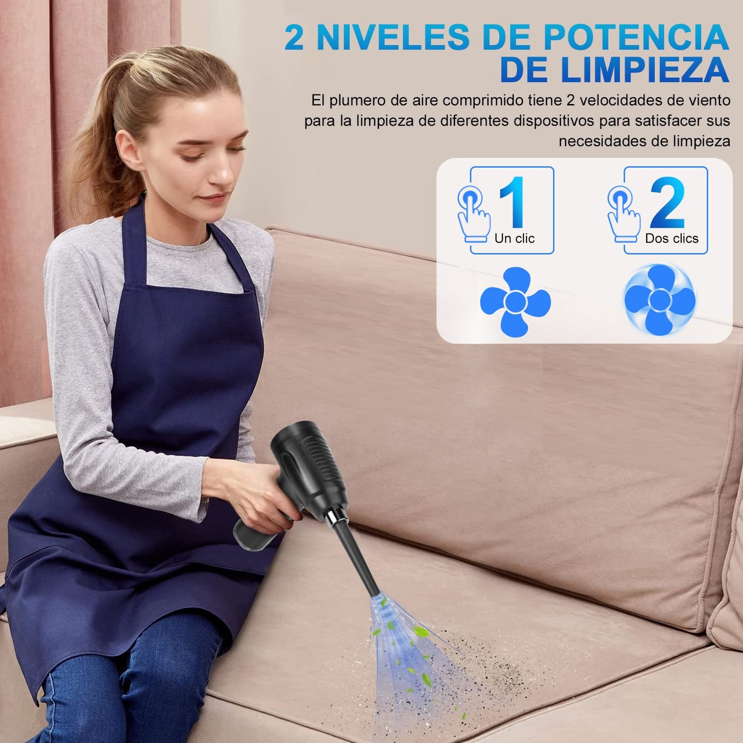 Soplador de Aire Recargable Plumero de Aire Eléctrico 2 en 1 para Limpiar Ordenadores y Aparatos Electrónicos
