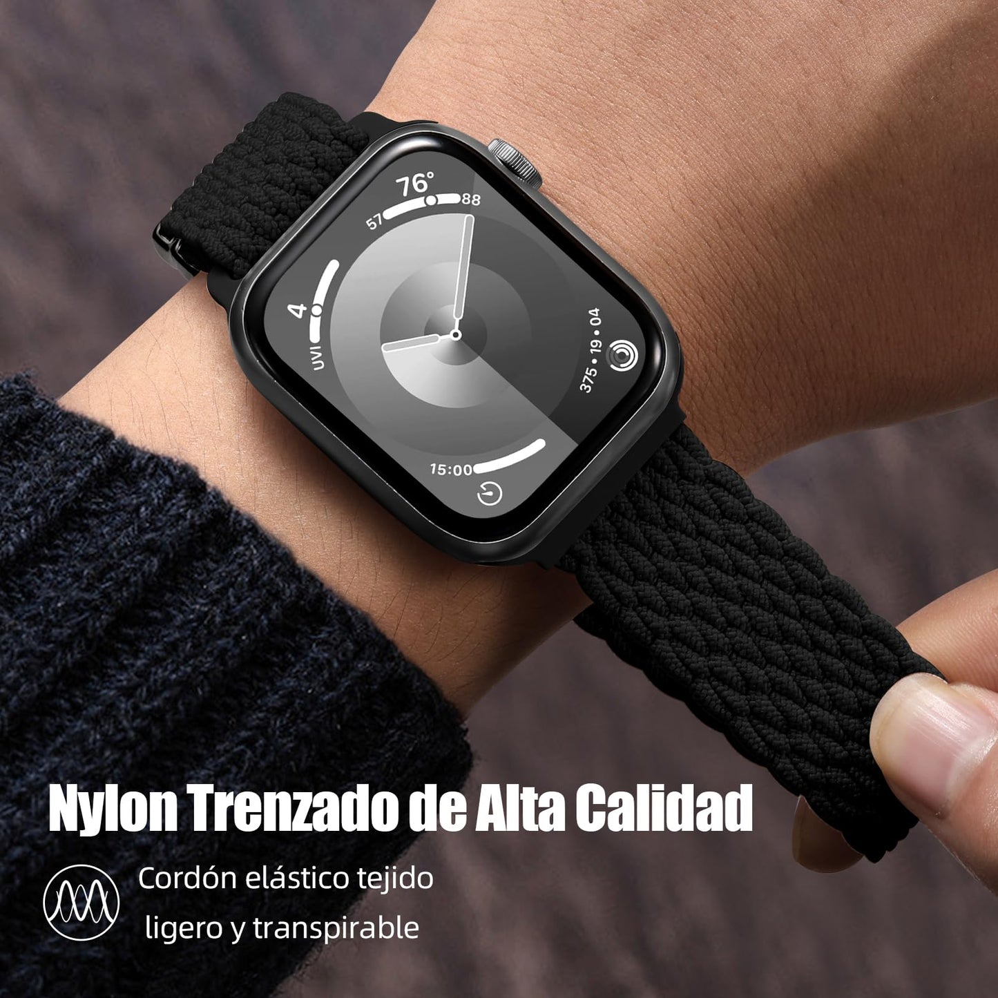 GEAK Solo Loop Compatible con Correa Apple Watch 45mm 44mm 49mm 46mm 42mm 41mm 40mm 38mm Hombre Mujer, Correas Ajustable Magnética Elástica de Nylon para iWatch Ultra 2 Series 10 9 8 7 6 5 4 3 2 1