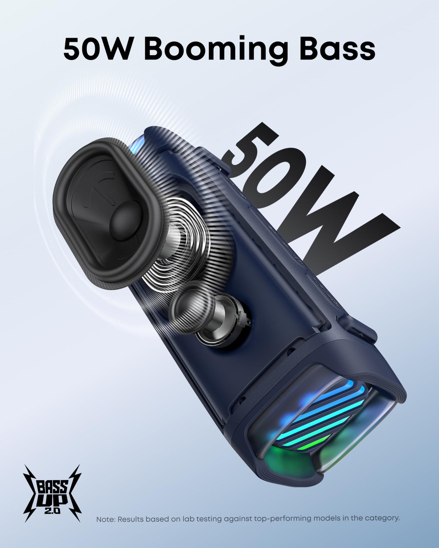 Soundcore by Anker Boom 3i Bocina Bluetooth Portatil 16h Batería, 50W Potencia, IP68 Flotante Resistente Agua Salada, BassUp 2.0, Bluetooth 5.3, TWS — Ideal para Pesca, Camping y Exteriores