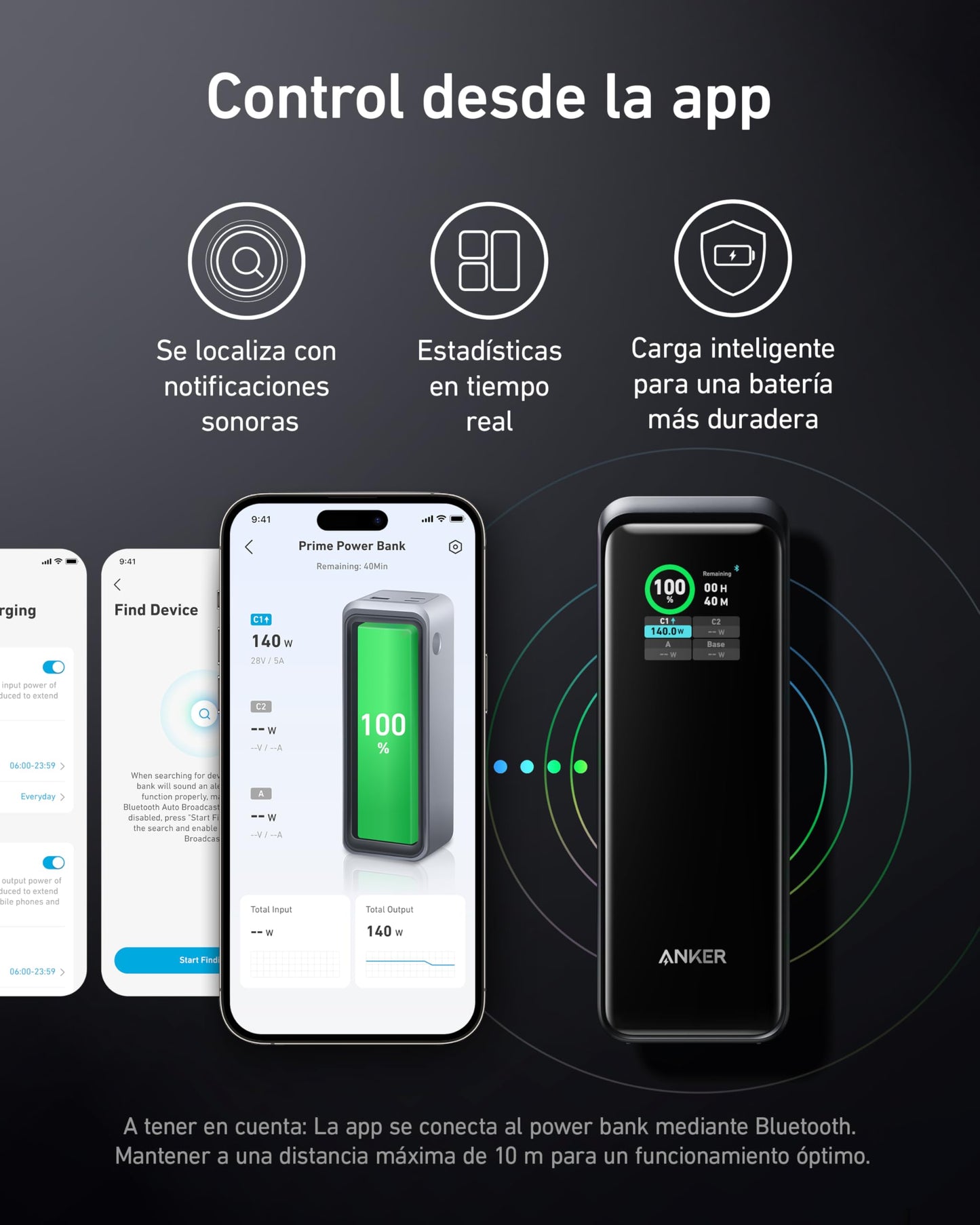 Power Bank Anker Prime Negro de 27,650mAh y 250W con 3 Puertos y App Inteligente