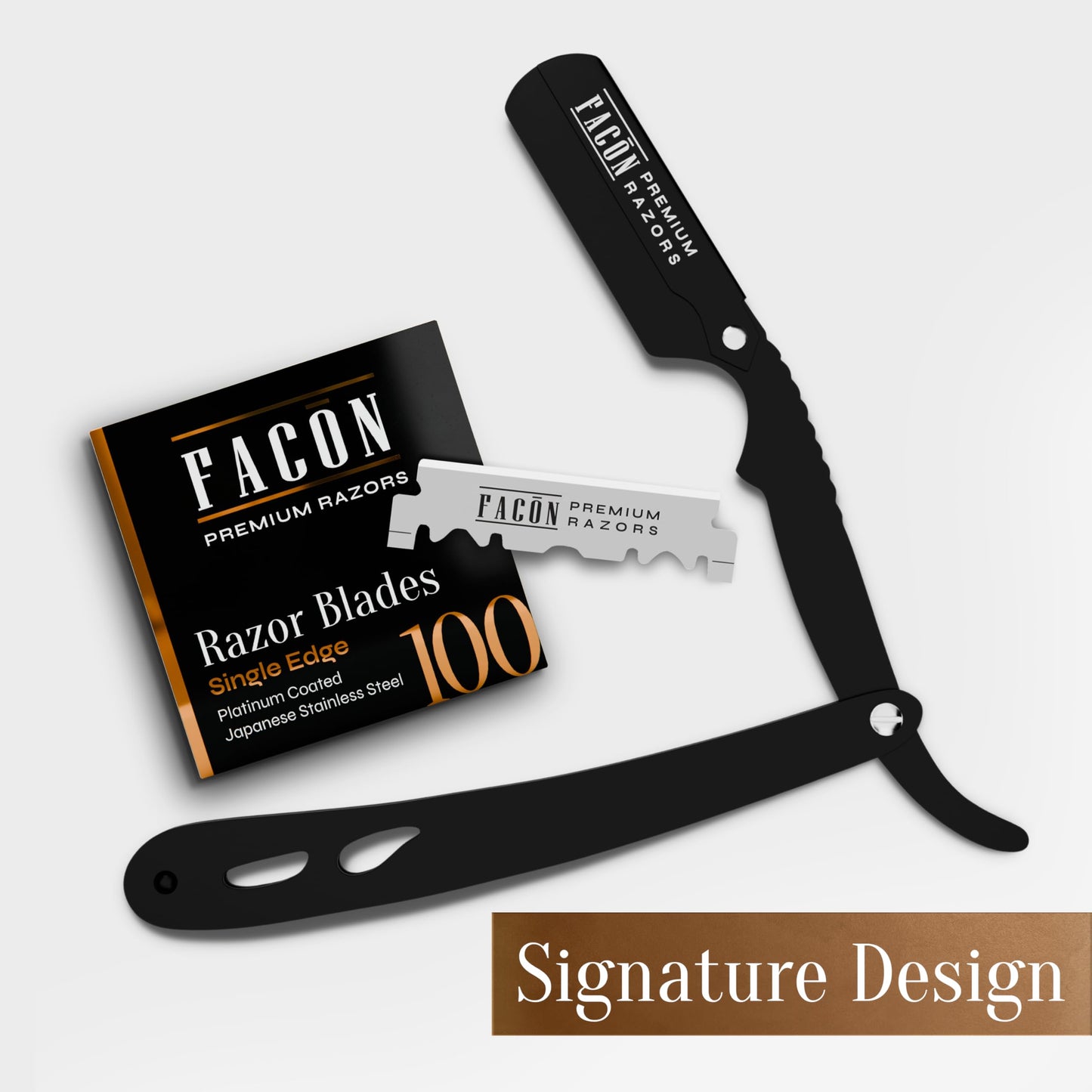 100 cuchillas + facón profesional de corte recto para peluquería