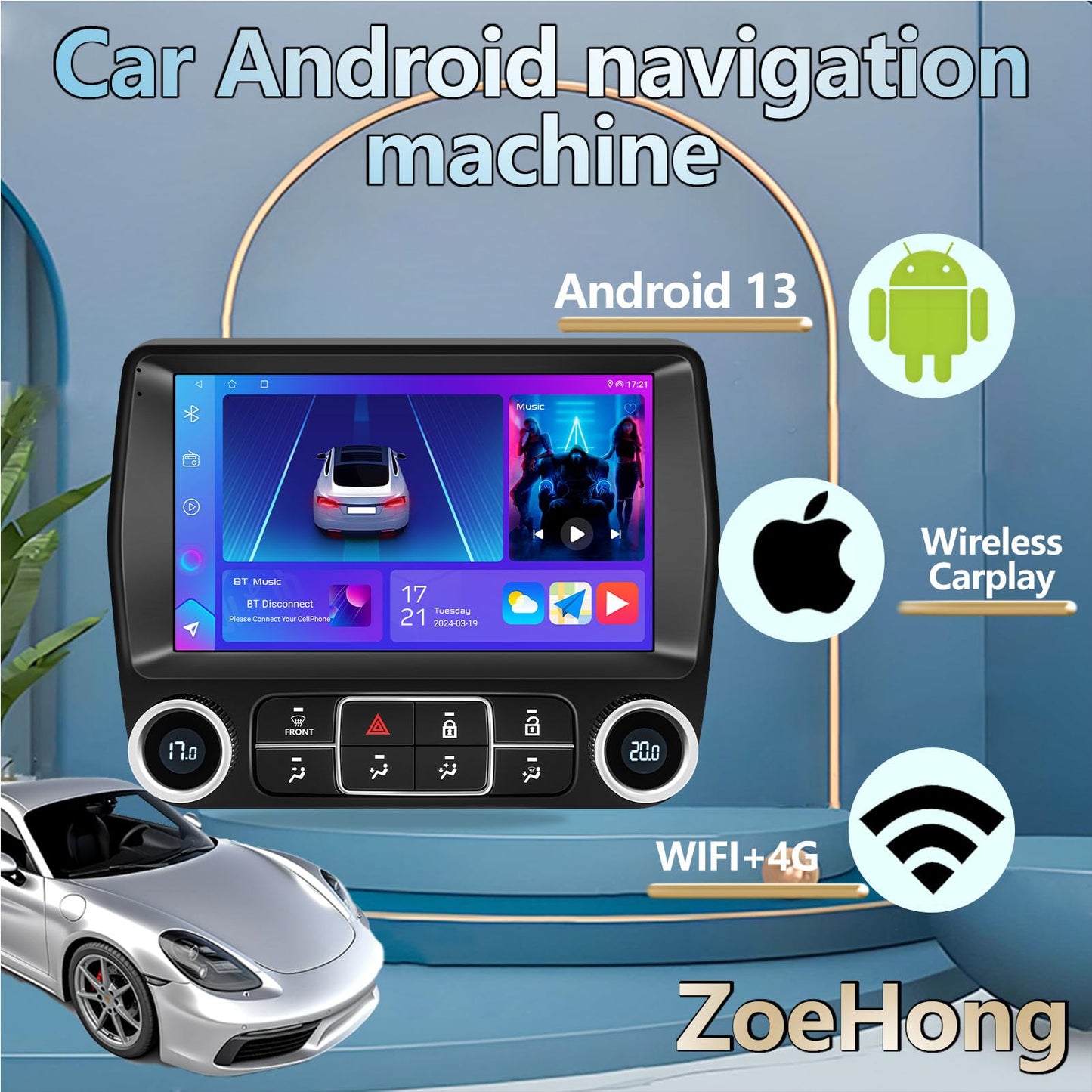 Estéreo de coche Android para Camaro 2008-2015, visualización táctil HD de 9,1 pulgadas, WiFi, navegación GPS, cámara de respaldo (4+64G)
