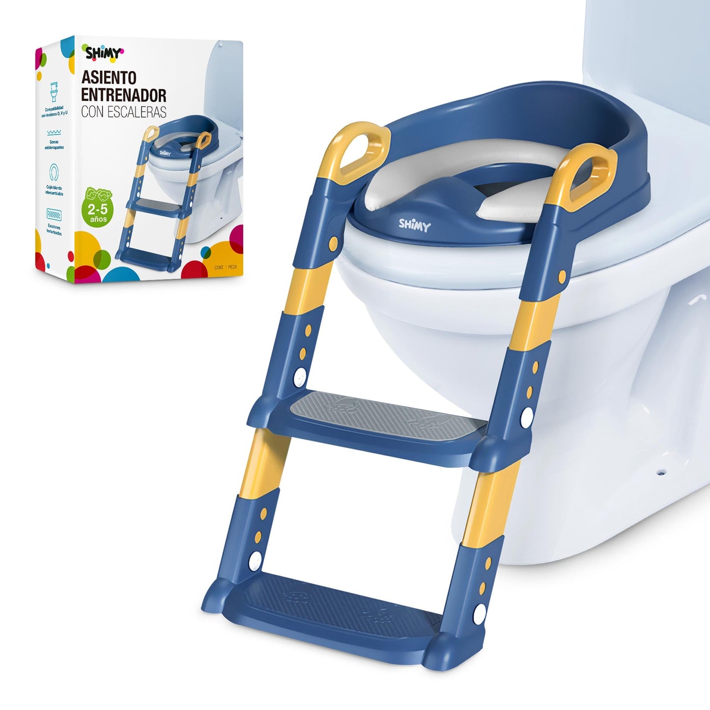 Asiento de Entrenamiento SHIMY Azul con Escalera Antideslizante para Niños
